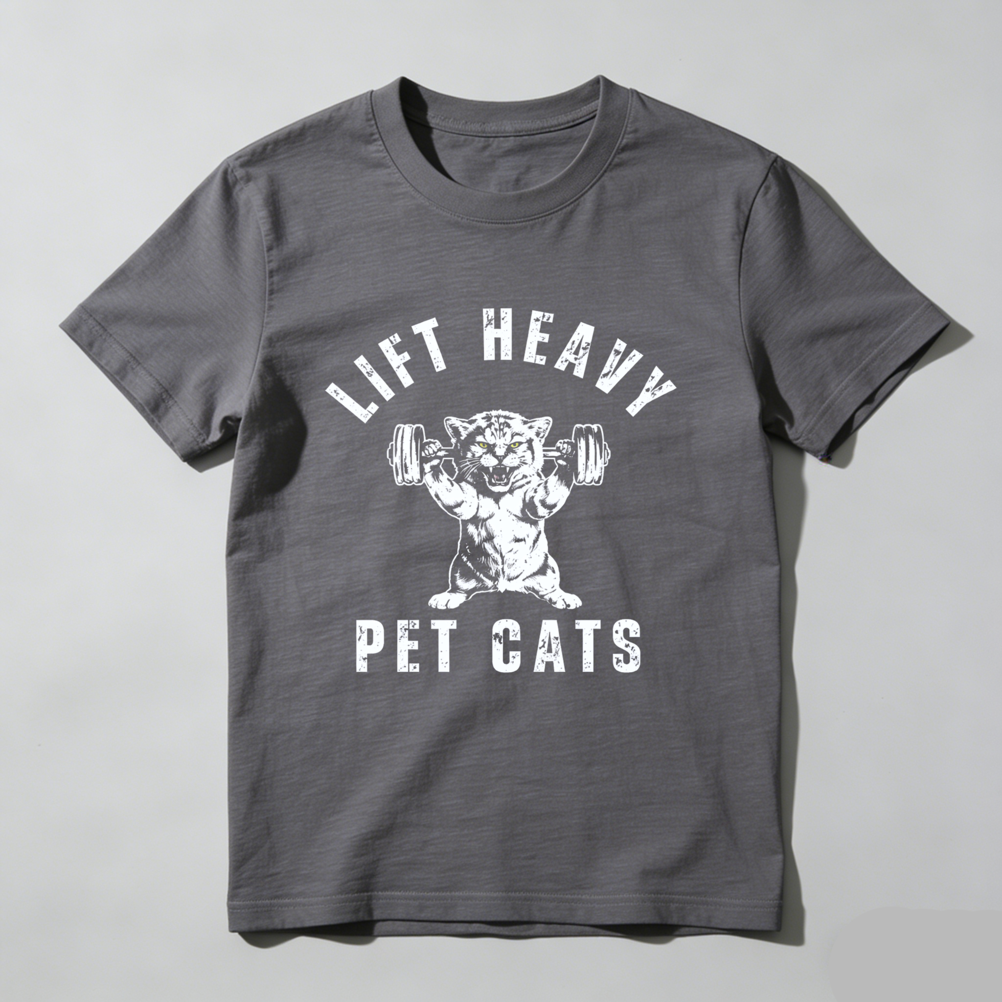 CLOTTYA Lift Heavy Pet Cats T Shirt For Men And Women Gym Motivation Funny Cat Lover Workout Apparel Black Cotton Tee