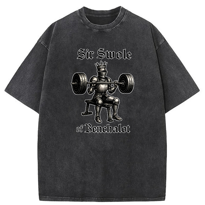 Clottya Unisex Washable T-shirt Sir Swole Knight Bench Pressing