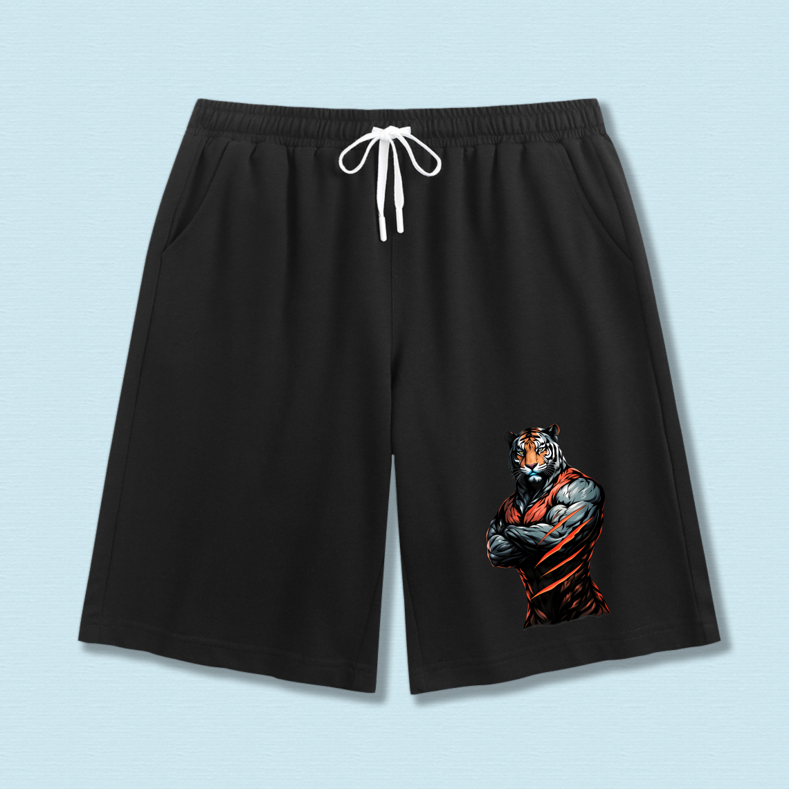 Clottya Tiger Muscular Figure Shorts