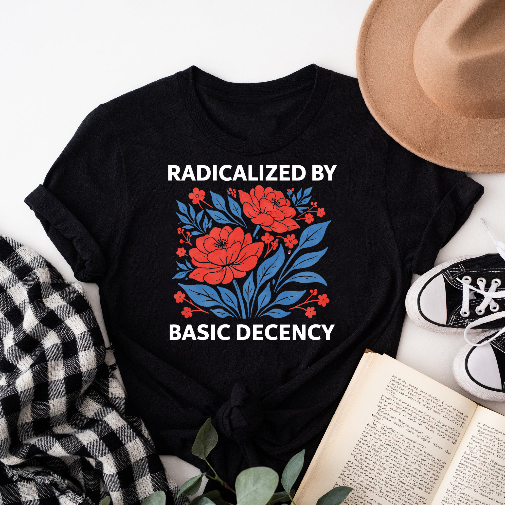 Clottya Radicalized By Basic Decency Floral Design T-shirt Spring Summer Casual Wear(1)