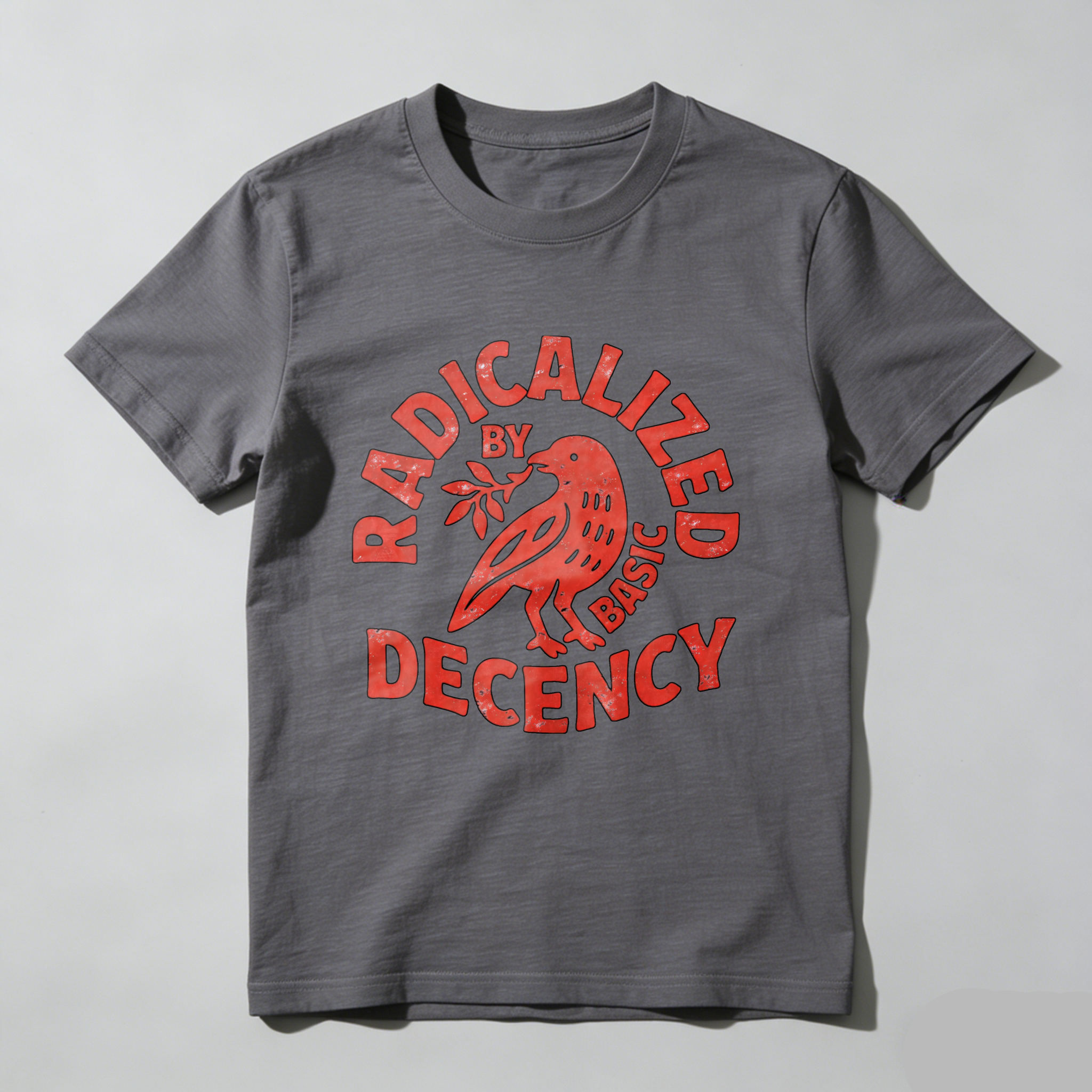 Clottya Radicalized By Basic Decency Bird Graphic T-shirt Autumn Winter Casual Wear