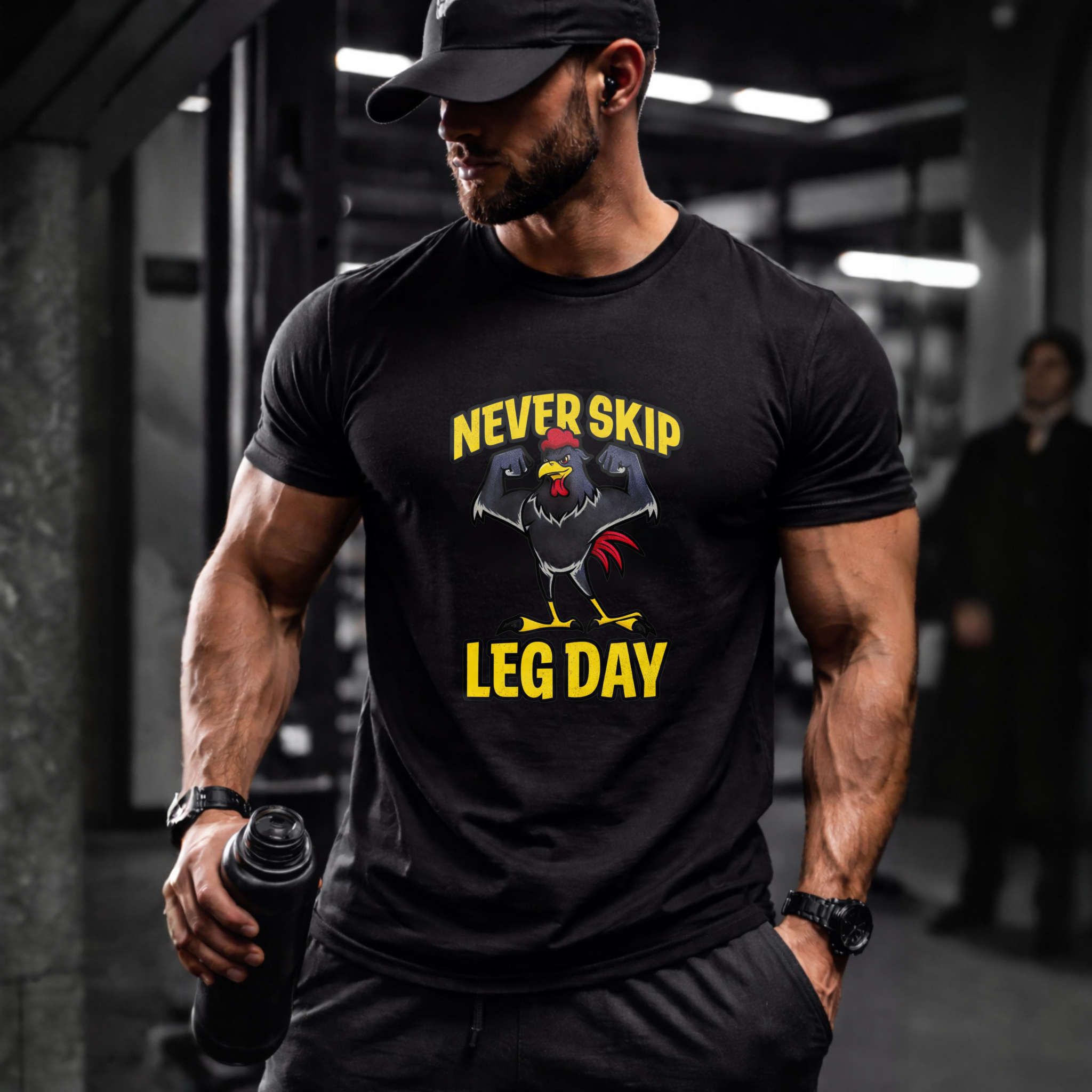 CLOTTYA Never Skip Leg Day T Shirt Workout Fitness Apparel For Men And Women
