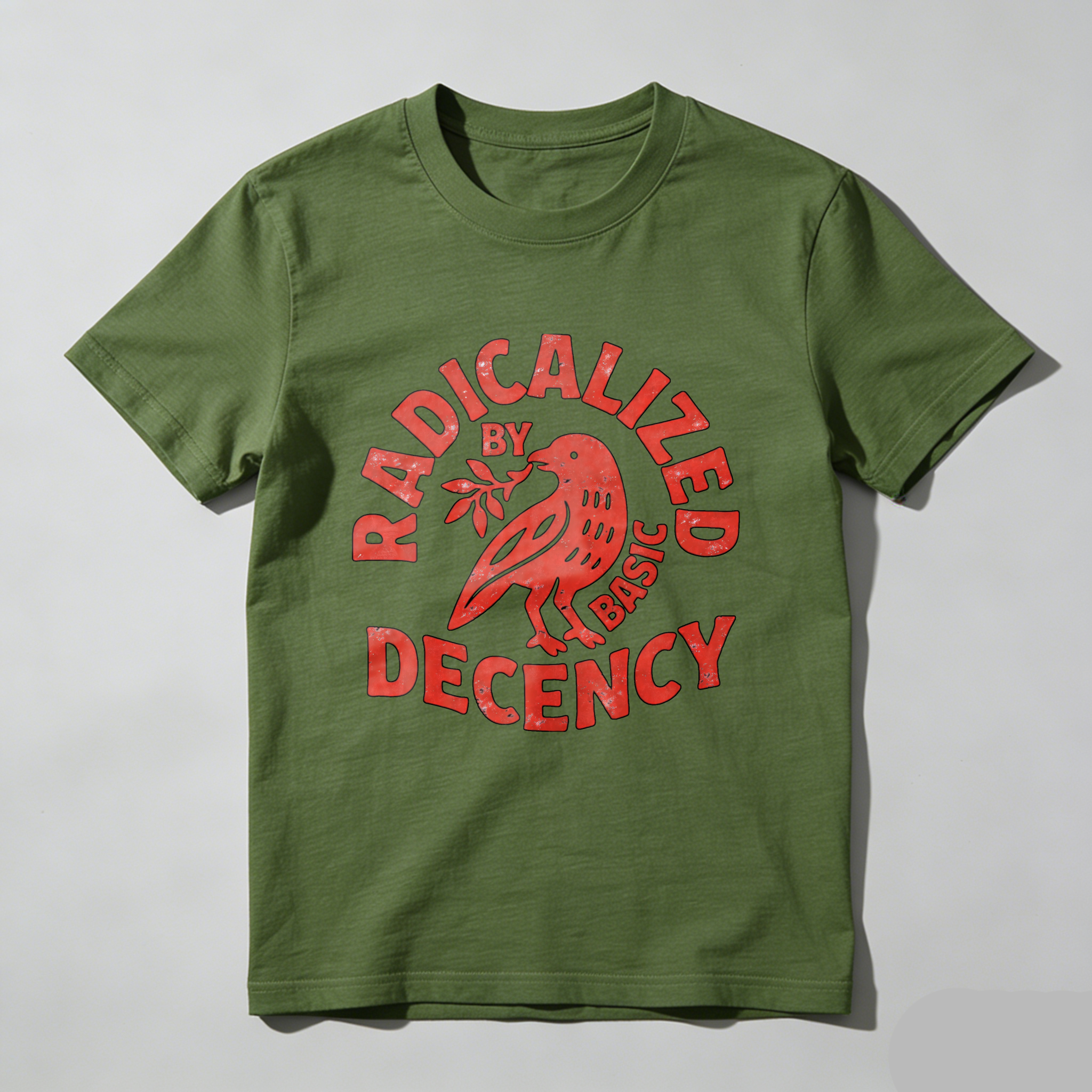 Clottya Radicalized By Basic Decency Bird Graphic T-shirt Autumn Winter Casual Wear