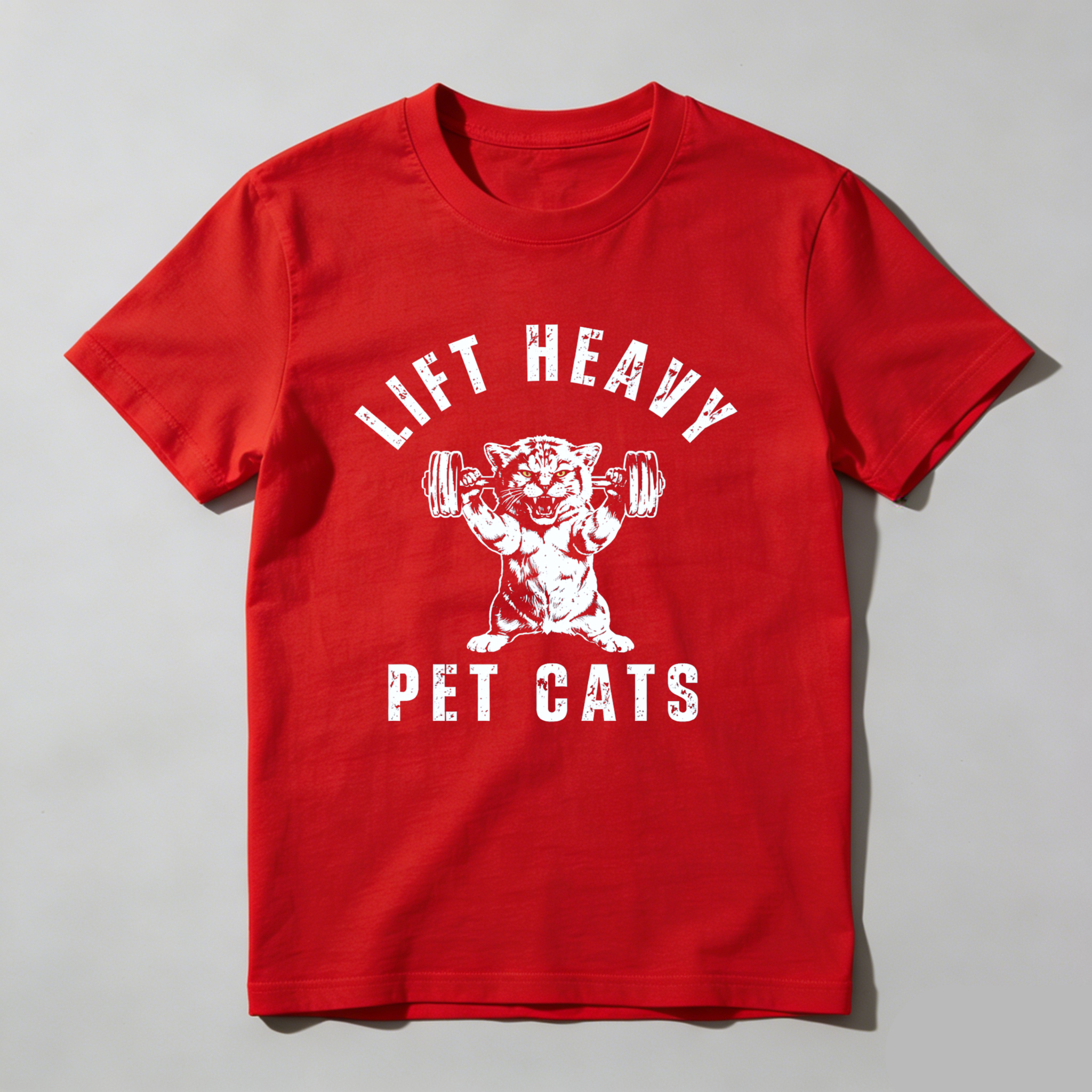 CLOTTYA Lift Heavy Pet Cats T Shirt For Men And Women Gym Motivation Funny Cat Lover Workout Apparel Black Cotton Tee