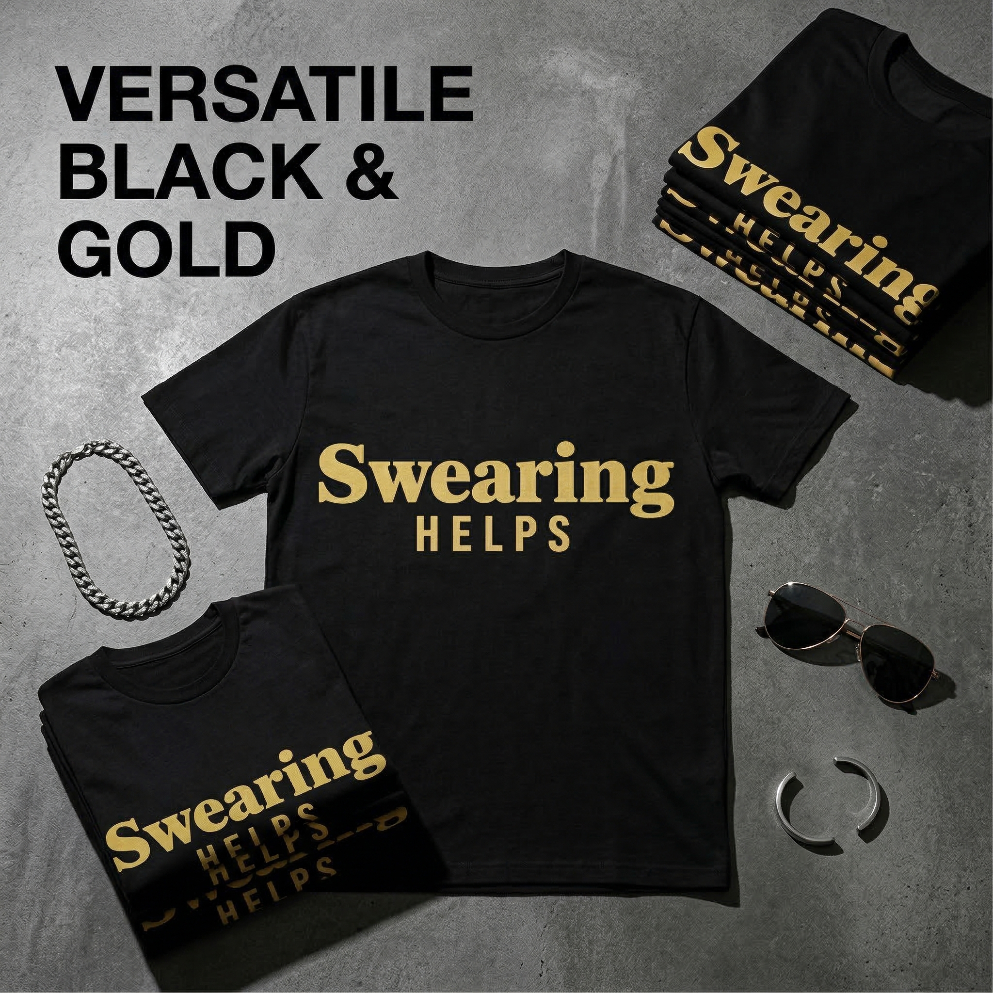 TEECURENT Swearing Helps T Shirt Funny Sassy Statement Graphic Tee For Men Women Casual Wear WOMEN