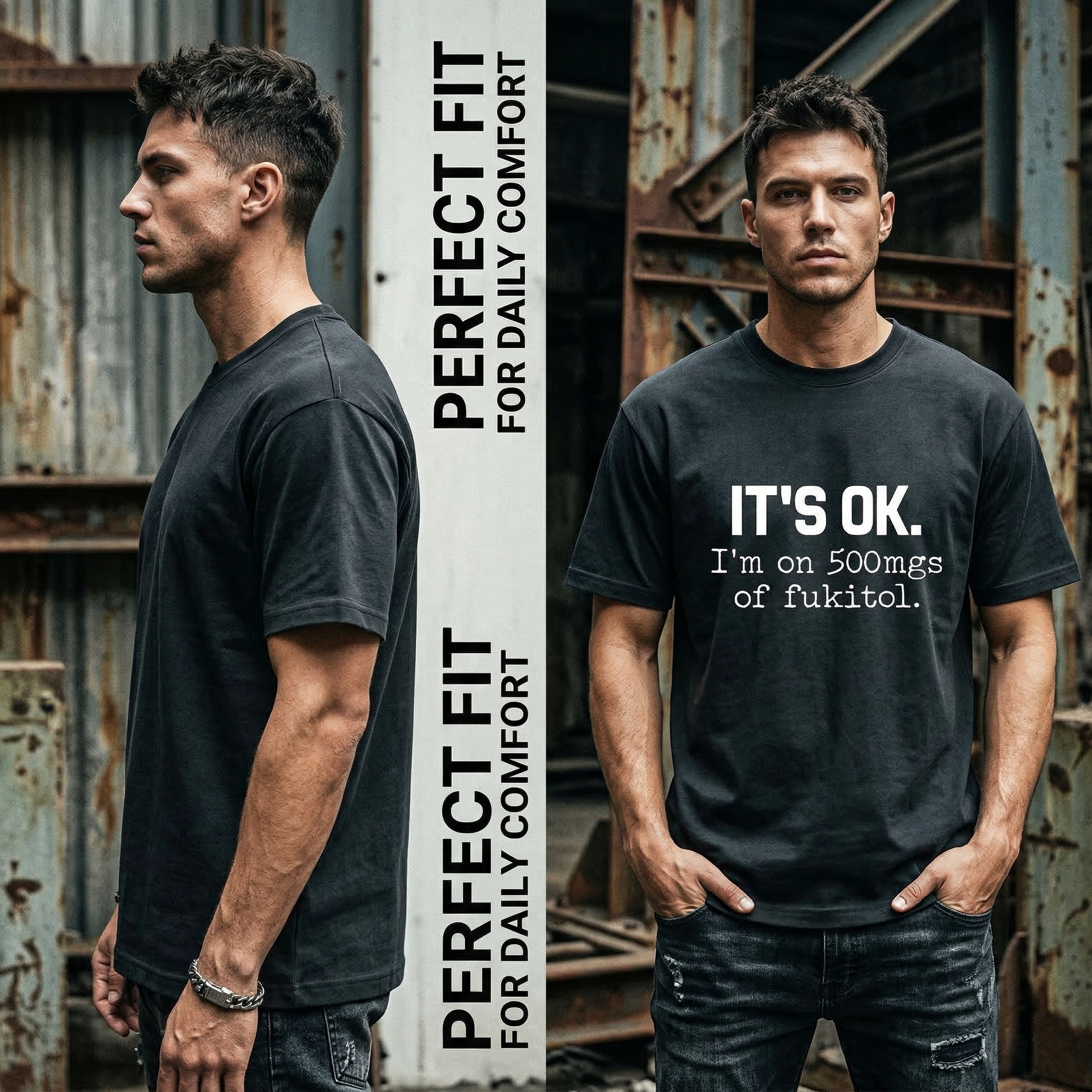 TEECURENT Its Ok Im On 500Mgs Of Fukitol Pure Cotton Short Sleeve T Shirt