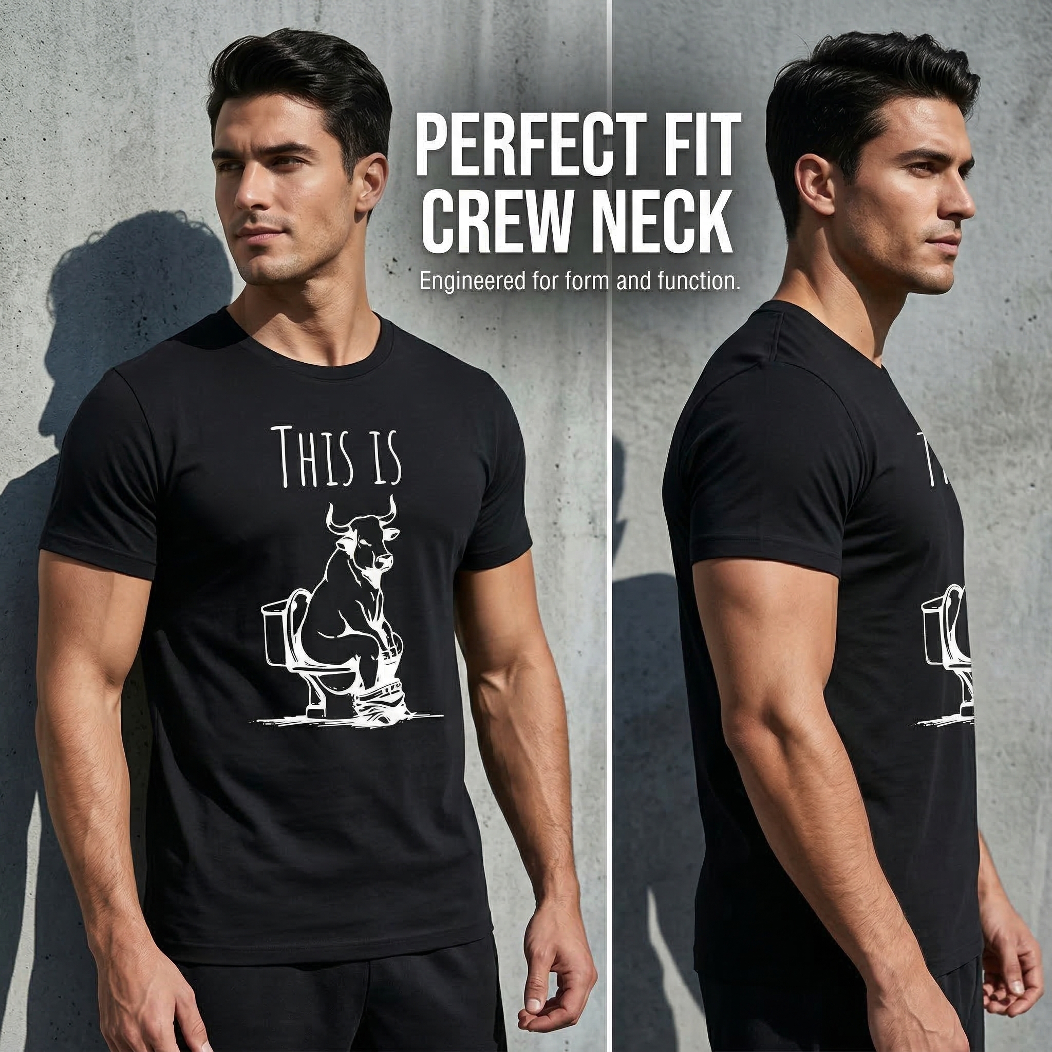 TEECURENT This Is Bull On Toilet Pure Cotton Short Sleeve T Shirt HOT