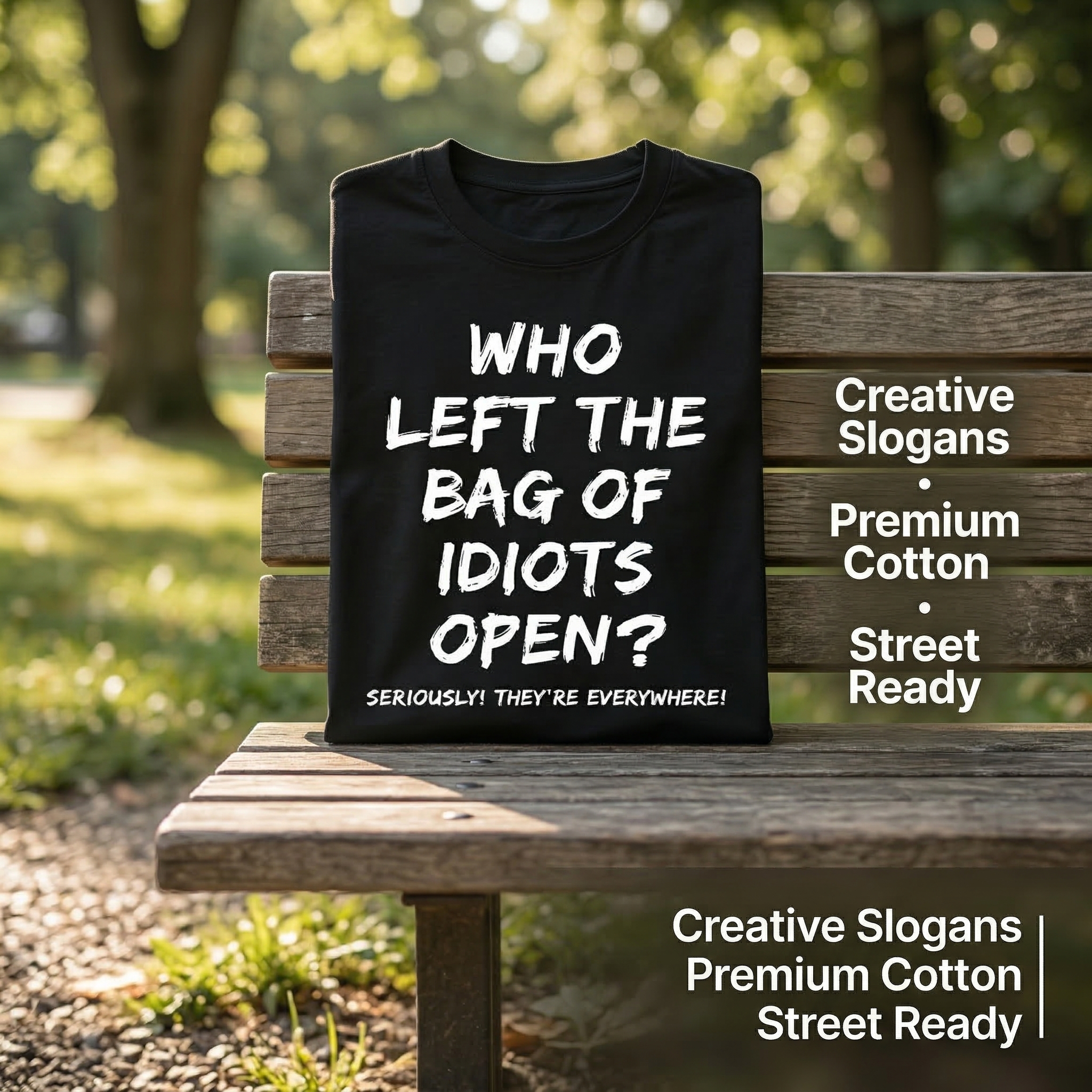 TEECURENT Who Left The Bag Of Idiots Open Pure Cotton Short Sleeve T Shirt