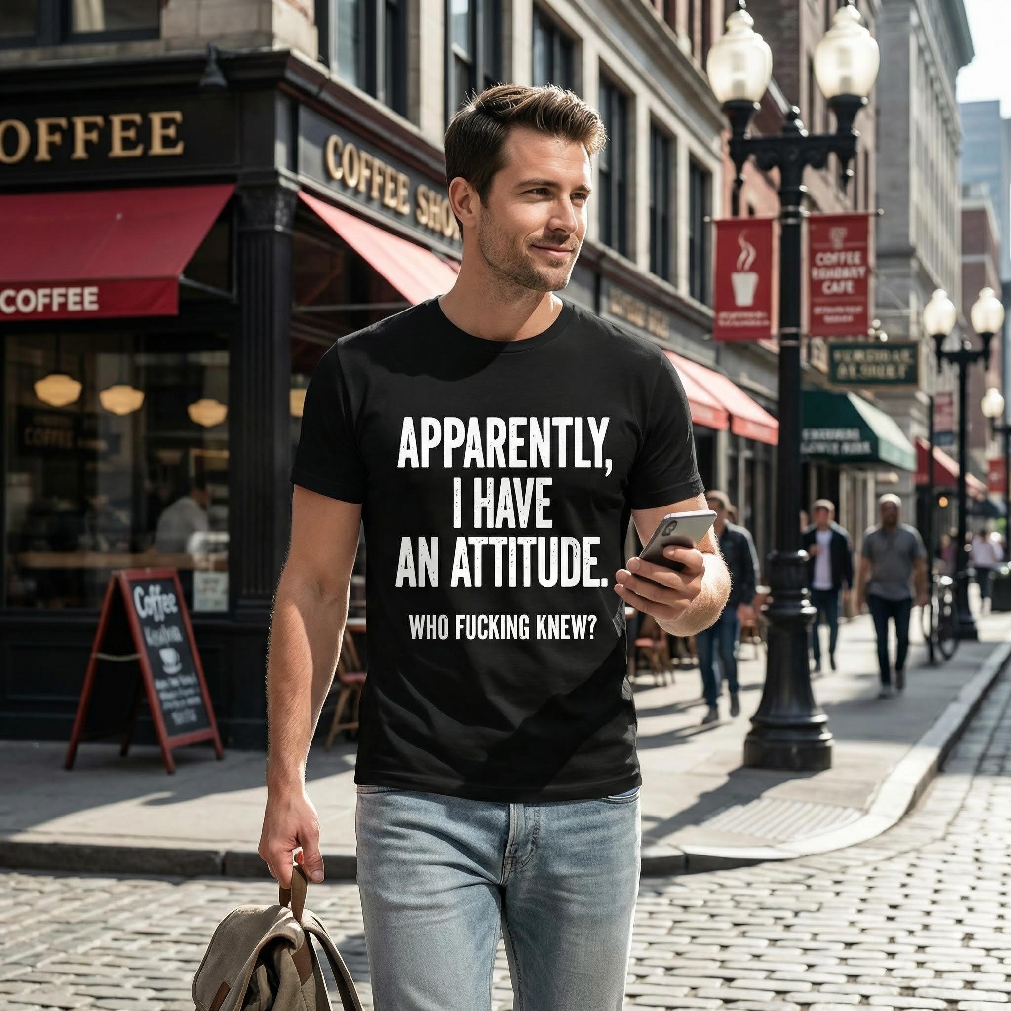 TEECURENT Apparently I Have An Attitude Who Fucking Knew Pure Cotton Short Sleeve T Shirt