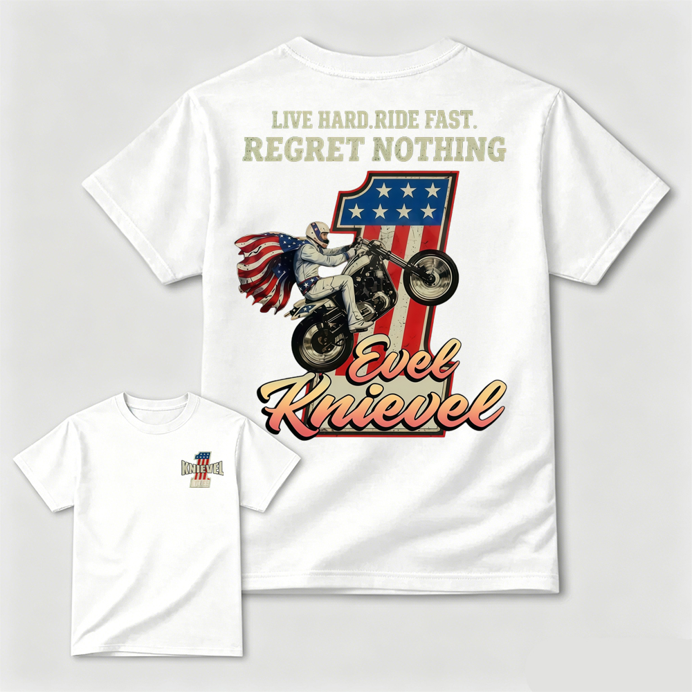 Daredevil Legend Evel Tee – Live Hard Ride Fast T-Shirt, American Rider Unisex Cotton Shirt, Cool Biker Gift