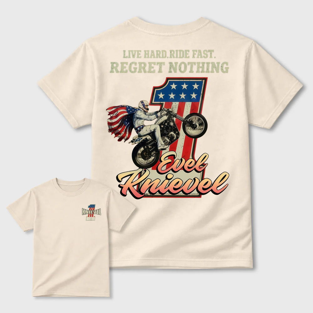 Daredevil Legend Evel Tee – Live Hard Ride Fast T-Shirt, American Rider Unisex Cotton Shirt, Cool Biker Gift