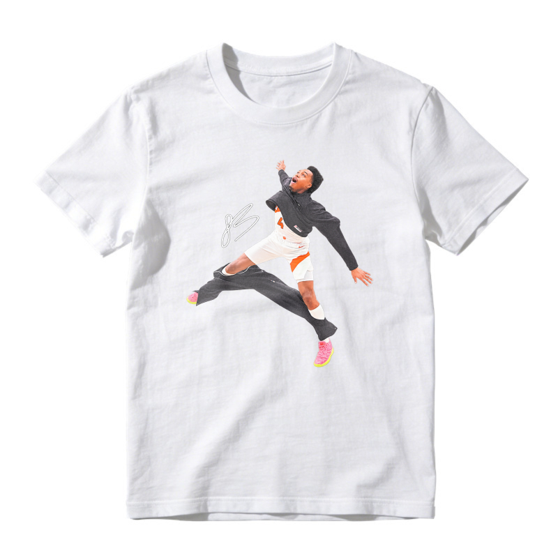 Dynamic Basketball Jump Action Graphic T-Shirt Unisex Sports Casual Tee