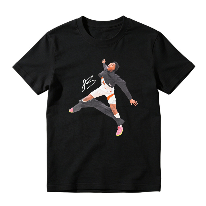 Dynamic Basketball Jump Action Graphic T-Shirt Unisex Sports Casual Tee