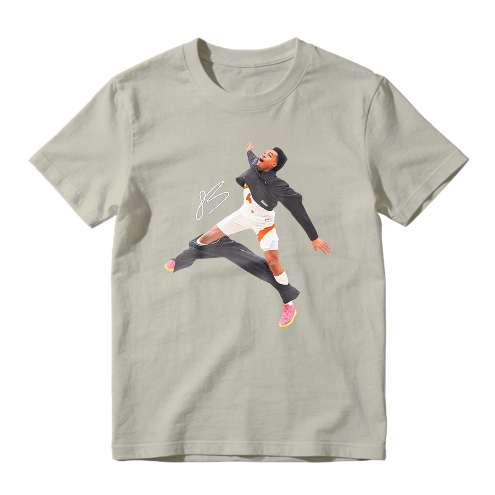 Dynamic Basketball Jump Action Graphic T-Shirt Unisex Sports Casual Tee