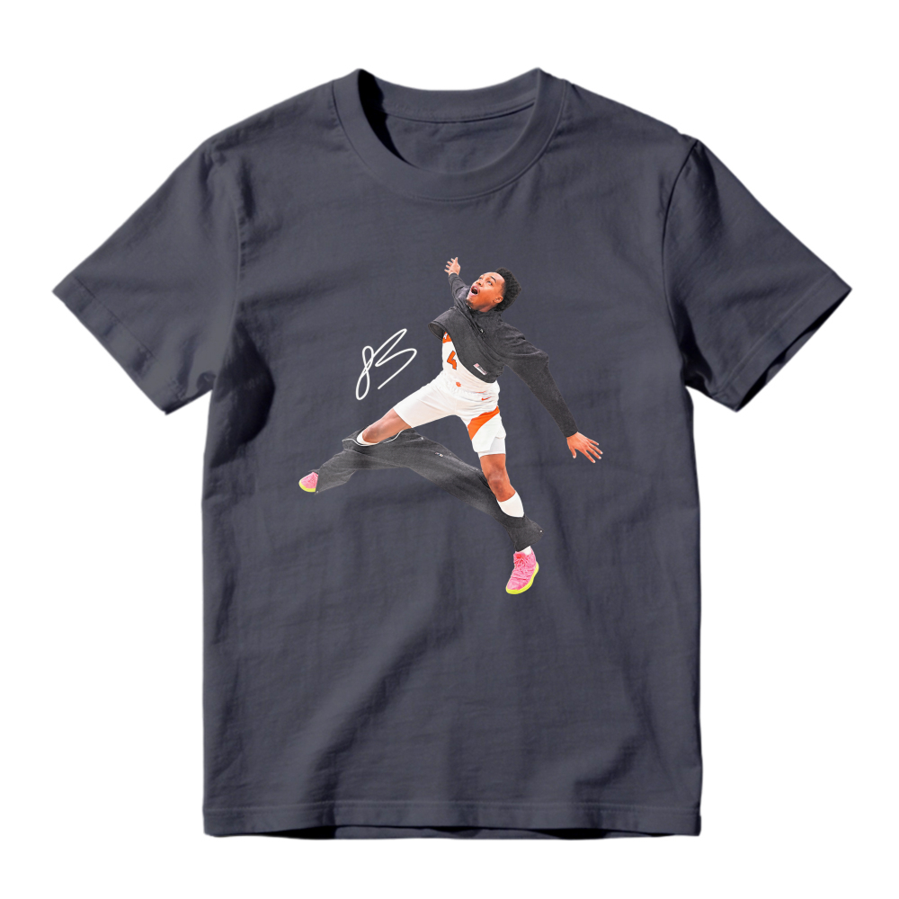 Dynamic Basketball Jump Action Graphic T-Shirt Unisex Sports Casual Tee