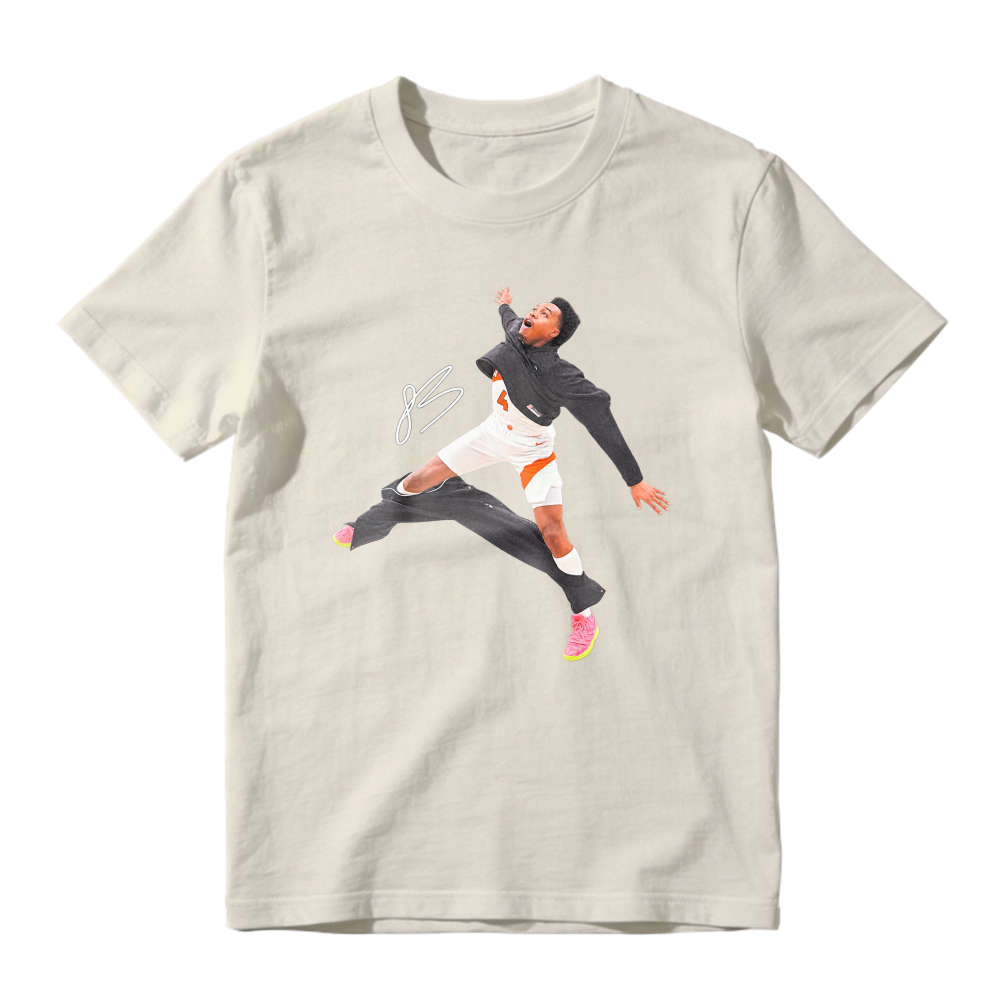 Dynamic Basketball Jump Action Graphic T-Shirt Unisex Sports Casual Tee