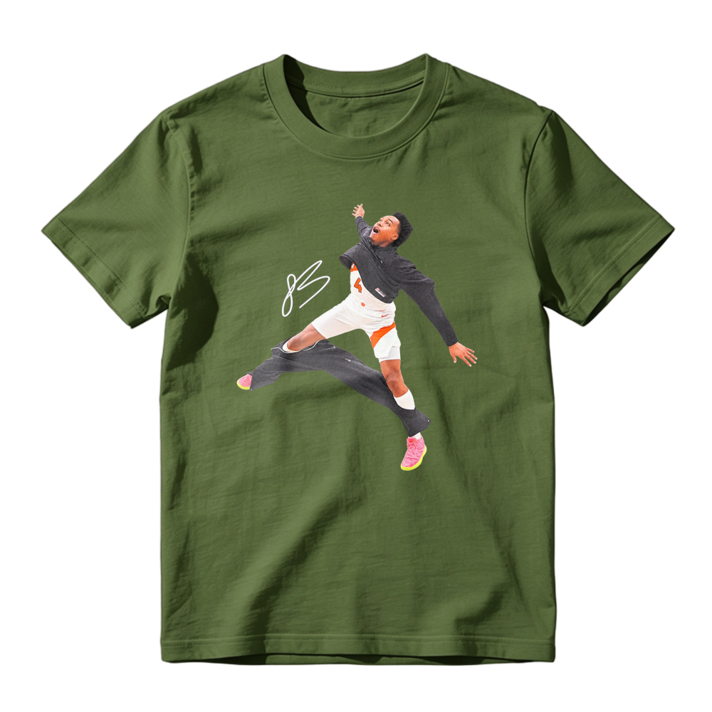 Dynamic Basketball Jump Action Graphic T-Shirt Unisex Sports Casual Tee