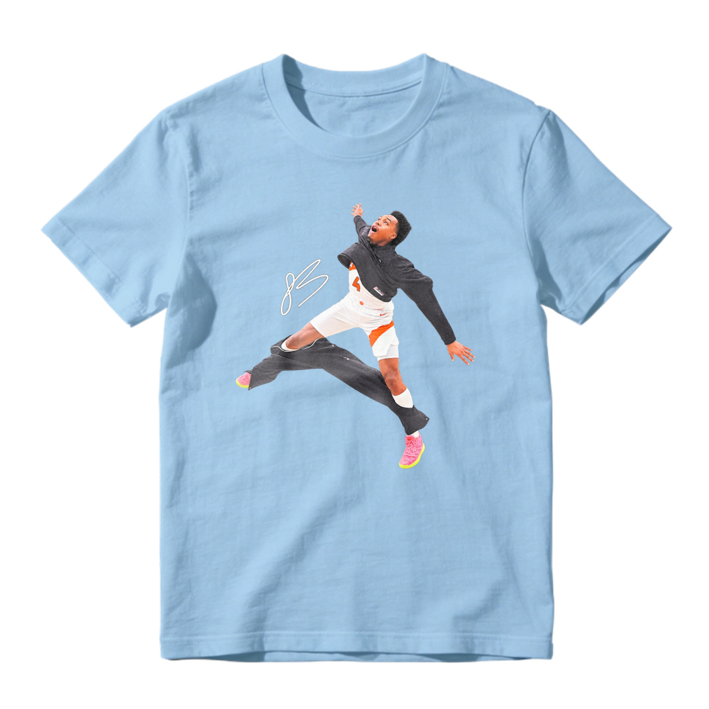 Dynamic Basketball Jump Action Graphic T-Shirt Unisex Sports Casual Tee