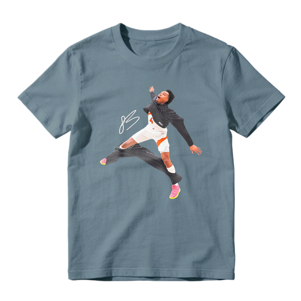 Dynamic Basketball Jump Action Graphic T-Shirt Unisex Sports Casual Tee