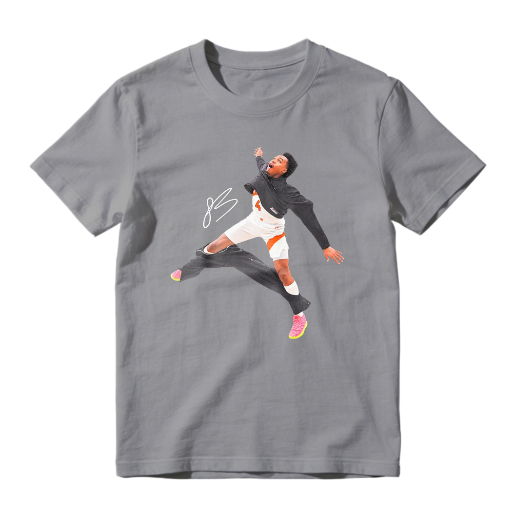 Dynamic Basketball Jump Action Graphic T-Shirt Unisex Sports Casual Tee