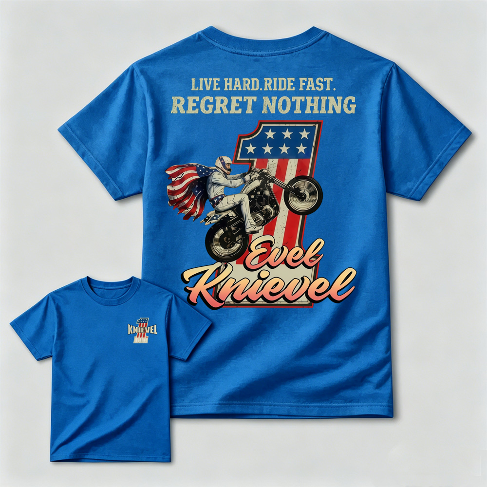 Daredevil Legend Evel Tee – Live Hard Ride Fast T-Shirt, American Rider Unisex Cotton Shirt, Cool Biker Gift