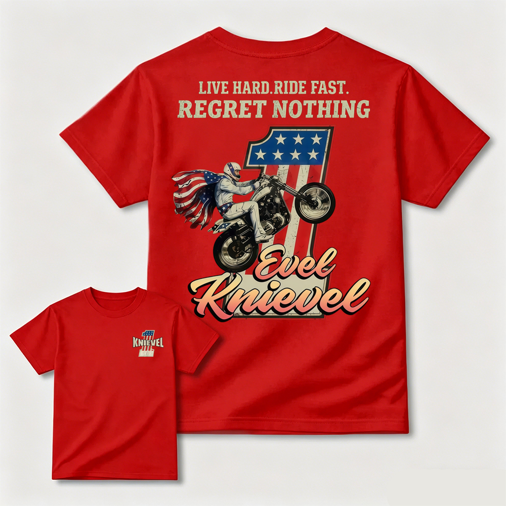 Daredevil Legend Evel Tee – Live Hard Ride Fast T-Shirt, American Rider Unisex Cotton Shirt, Cool Biker Gift