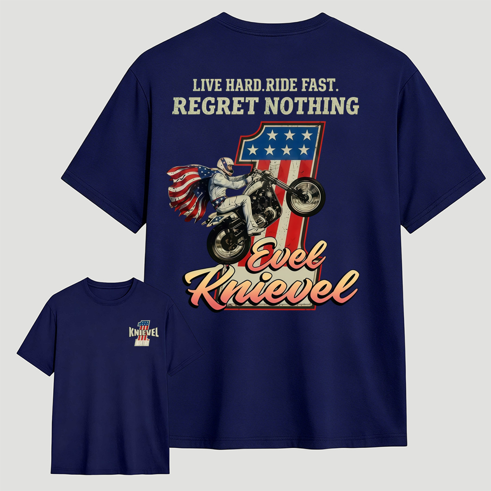 Daredevil Legend Evel Tee – Live Hard Ride Fast T-Shirt, American Rider Unisex Cotton Shirt, Cool Biker Gift