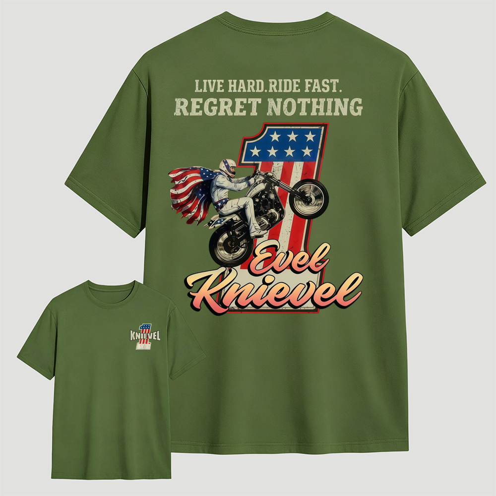 Daredevil Legend Evel Tee – Live Hard Ride Fast T-Shirt, American Rider Unisex Cotton Shirt, Cool Biker Gift