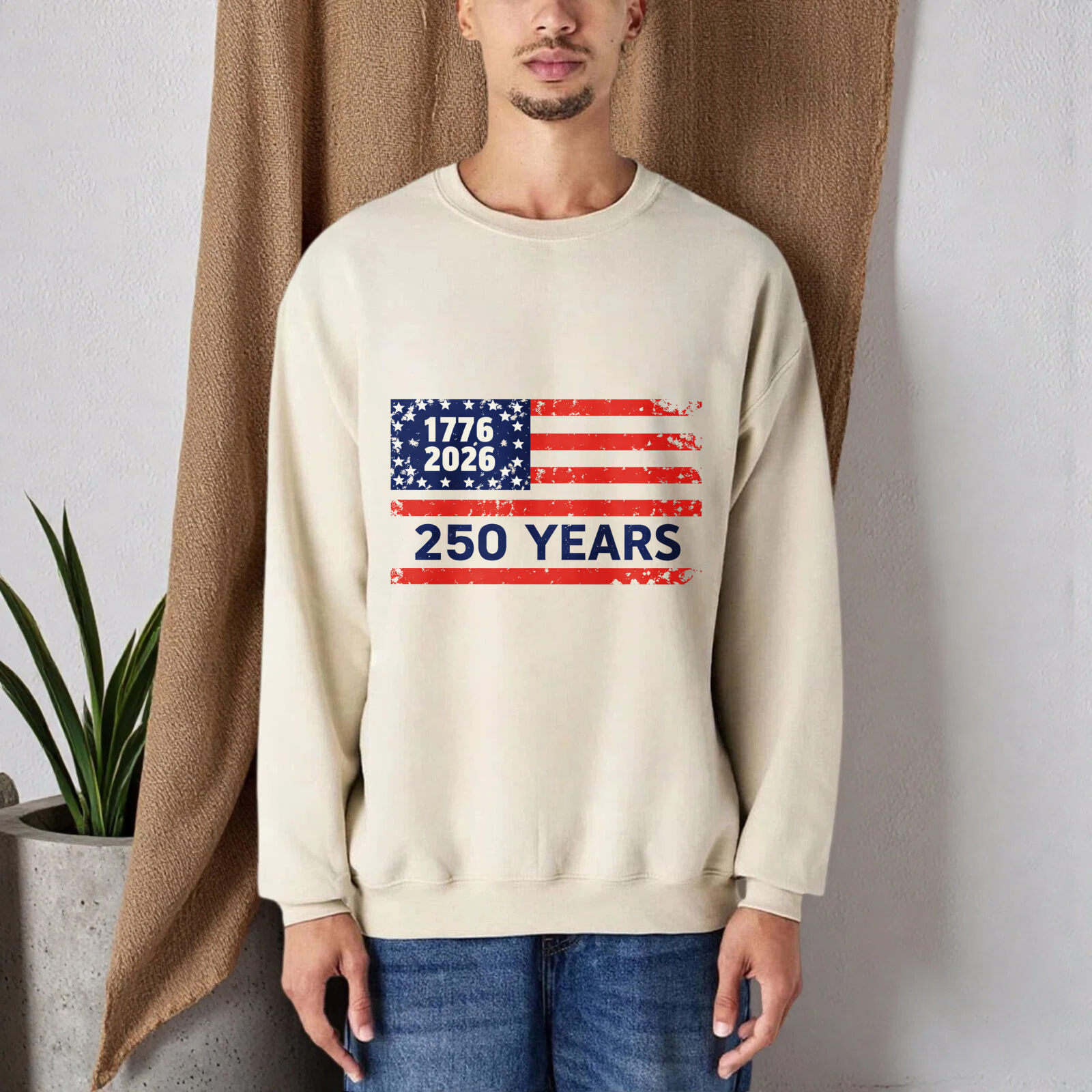 American Flag 1776 2026 250 Years Independence Day Sweatshirt Black Unisex Crewneck Pullover Long Sleeve Casual Top