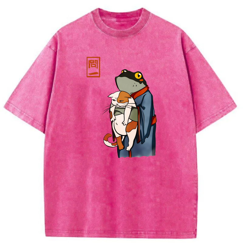 Cat Riding Frog In Kimono tshirt 100% cotton