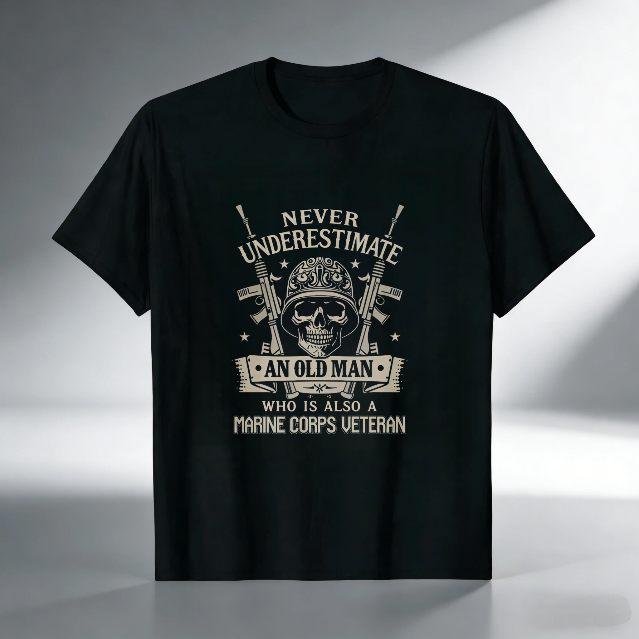 TEECURENT T-SHIRT  Never Underestimate An Old Man Who Is Also A Marine Corps Veteran