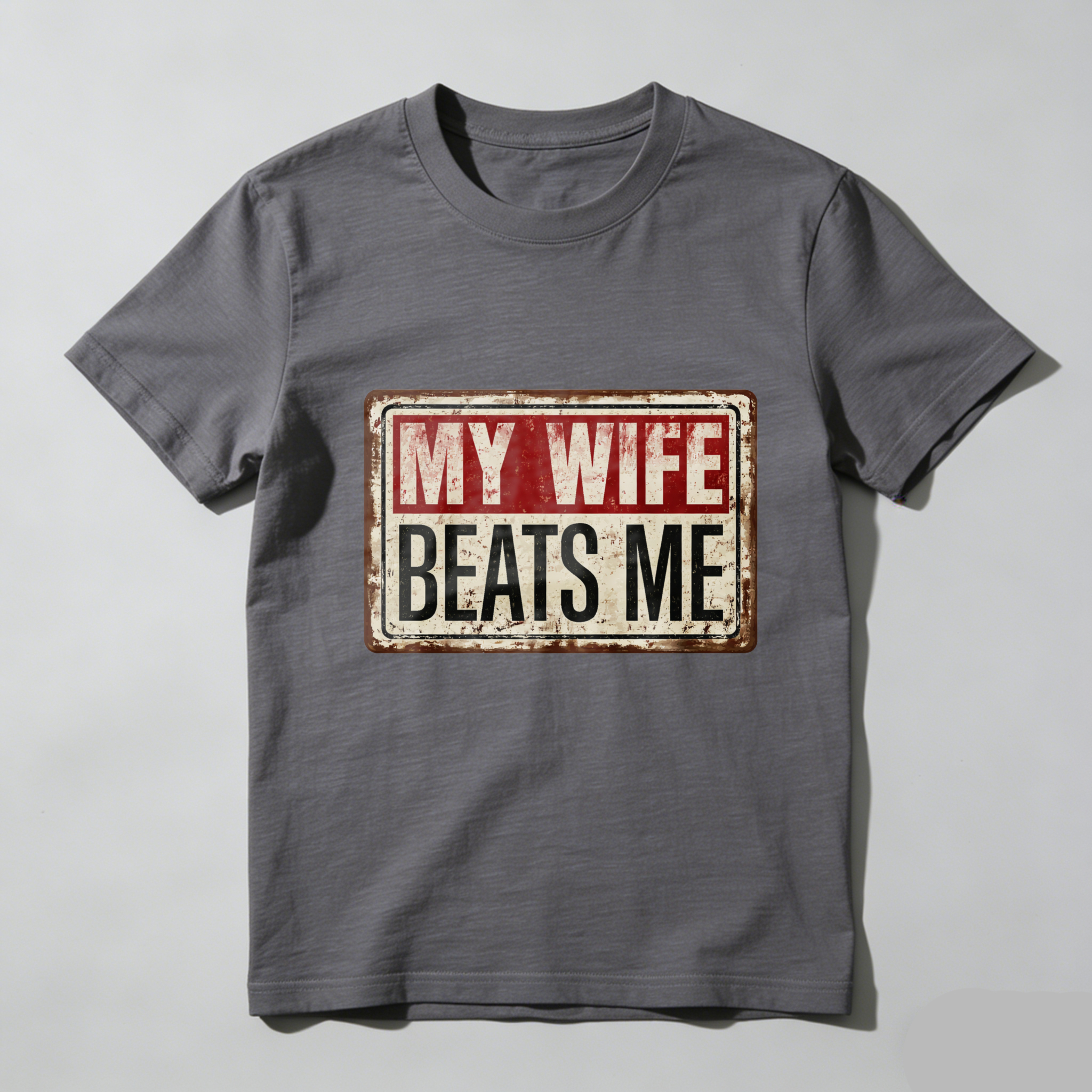 TEECURENT My Wife Beats Me Vintage Style T Shirt For Men Funny Couple Gift Black Cotton Tee-TeeCurent