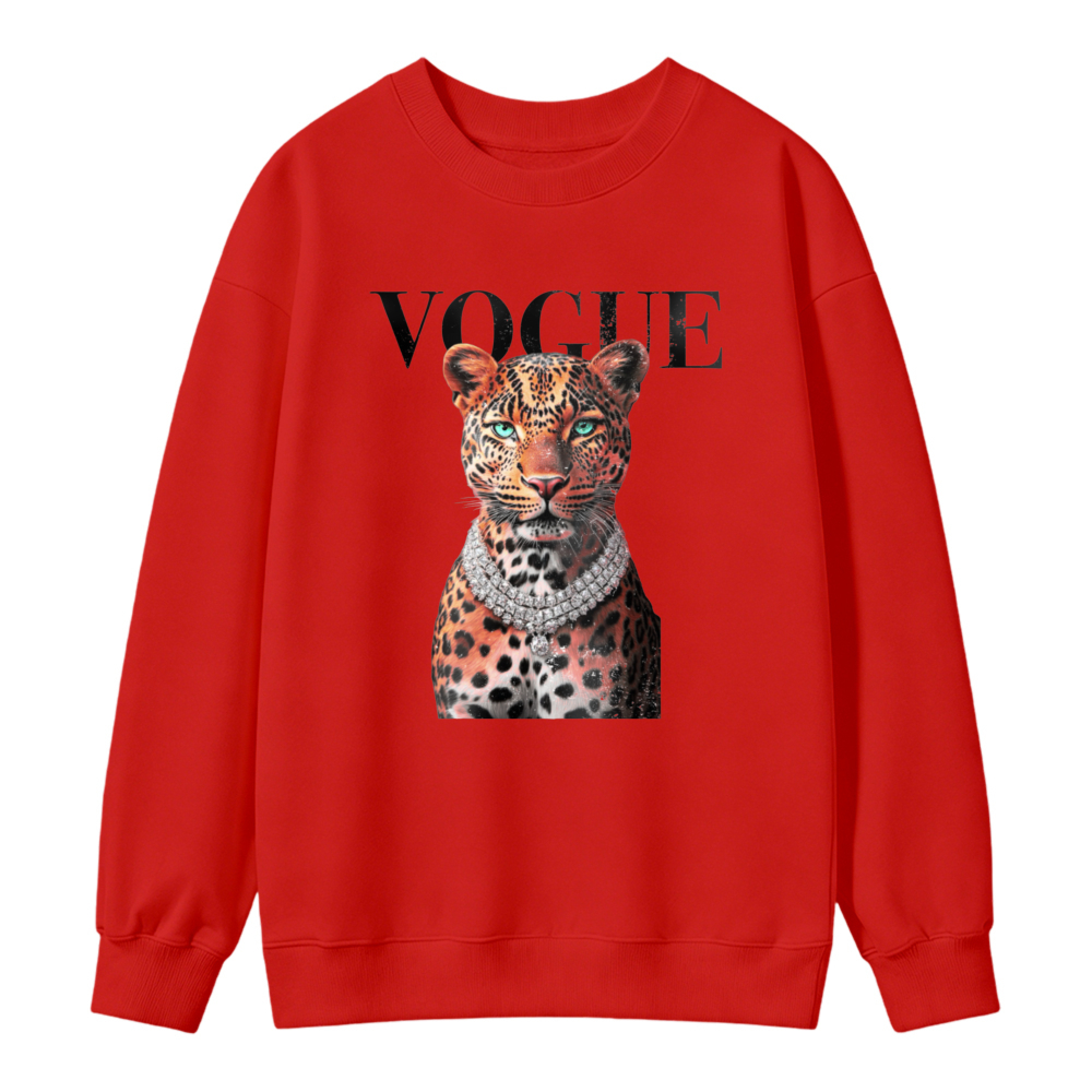 Leopard With Diamond Necklace Graphic Sweatshirt
