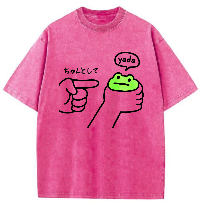 Frog Holding Cup With Yada Speech Bubble tshirt 100% cotton