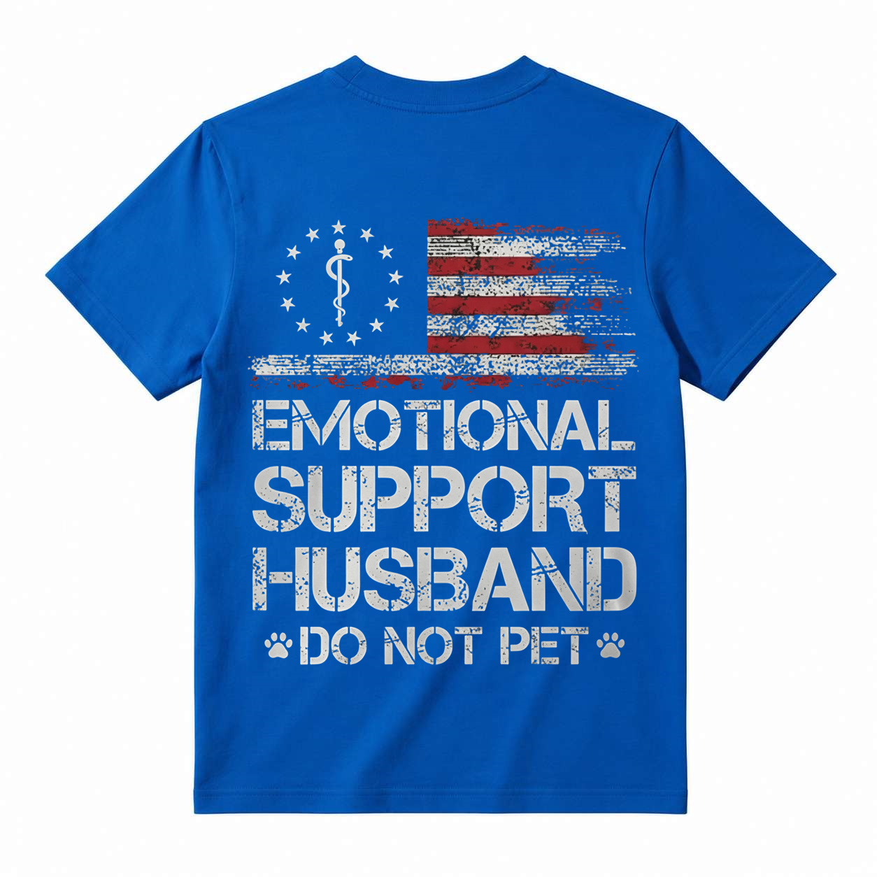 T - shirt with ‘EMOTIONAL SUPPORT HUSBAND’ Flag Motif – USA Vibe