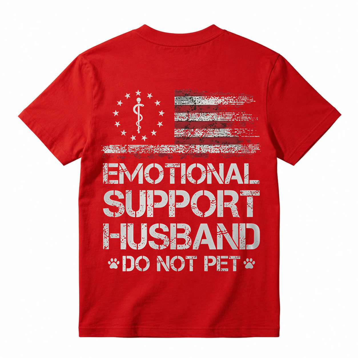 T - shirt with ‘EMOTIONAL SUPPORT HUSBAND’ Flag Motif – USA Vibe
