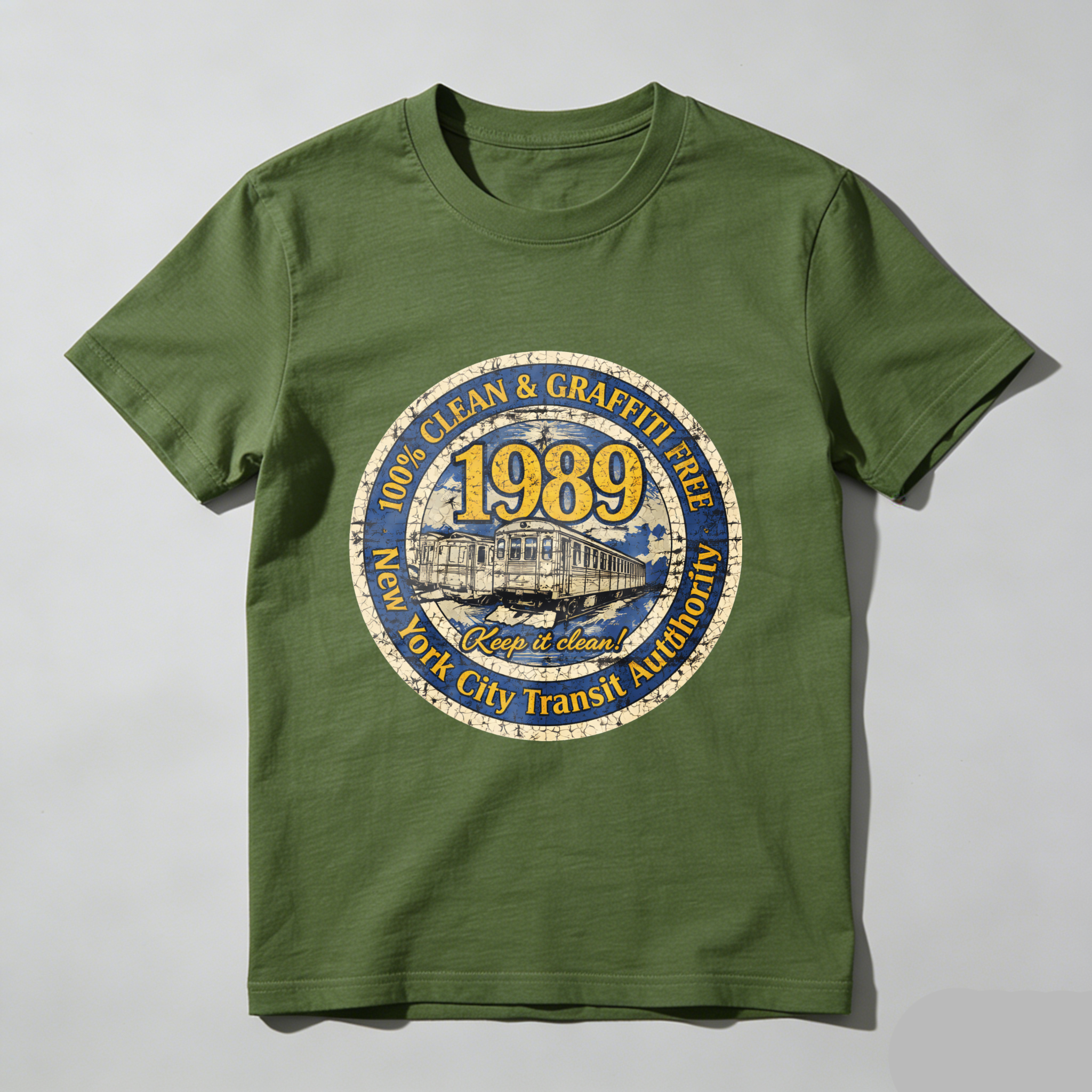 New York City Transit Authority 1989 Clean And Graffiti Free Subway Train T-Shirt