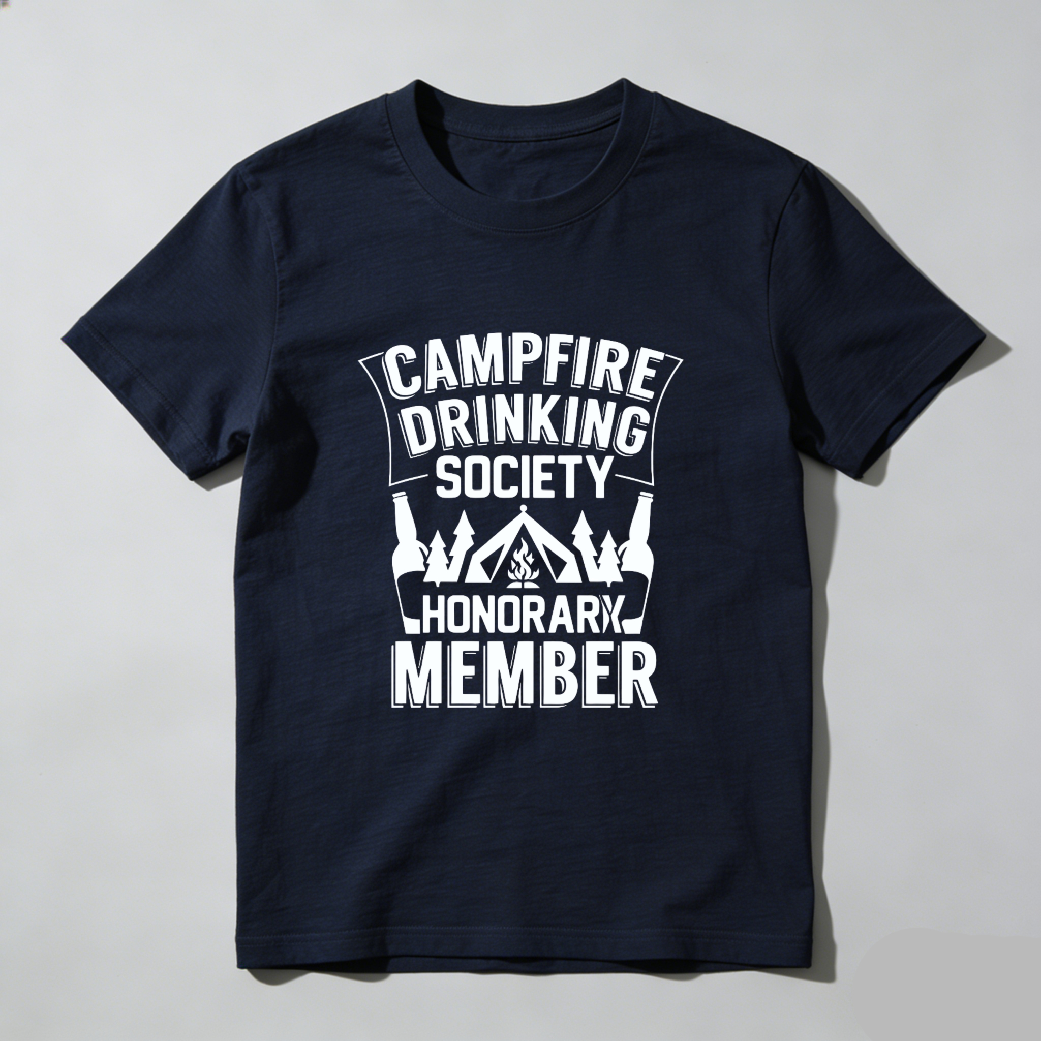 TEECURENT Campfire Drinking Society Honorary Member T-Shirt Outdoor Camping Beer Party Shirt Funny Gift For Men Women WOMEN
