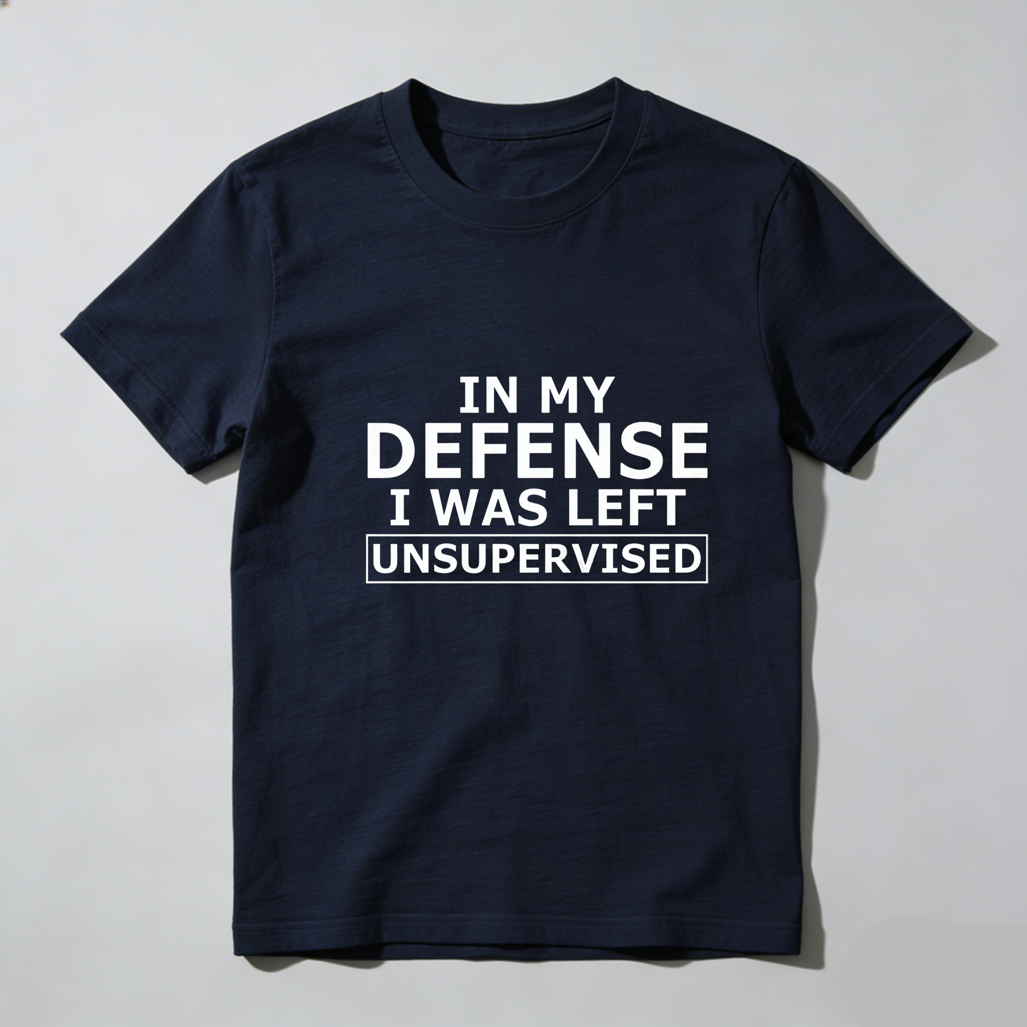 TEECURENT In My Defense I Was Left Unsupervised Pure Cotton Short Sleeve T Shirt-TeeCurent