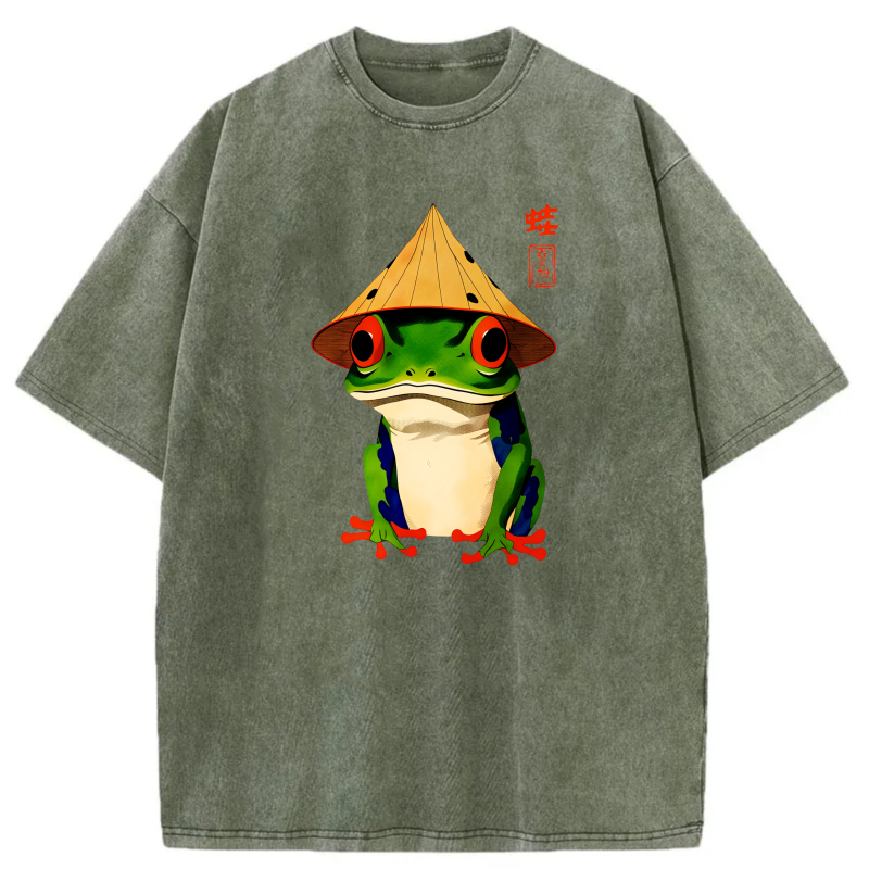 Frog Wearing Conical Hat With Red Eyes tshirt 100% cotton