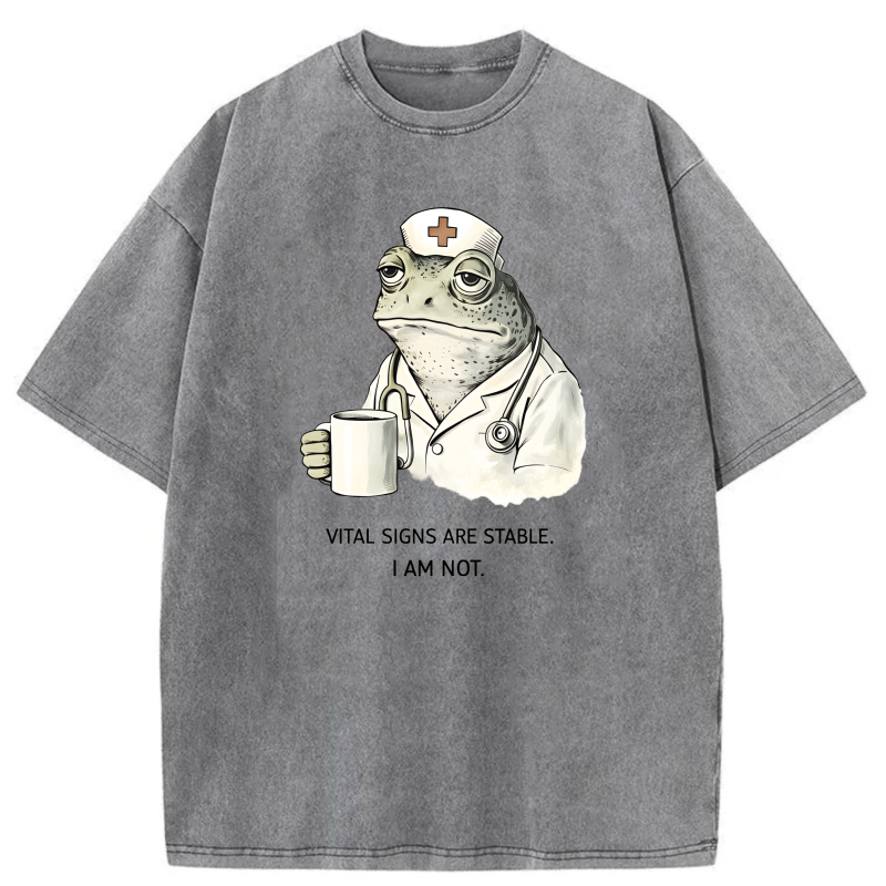 Frog Nurse Holding Mug With Text tshirt 100% cotton
