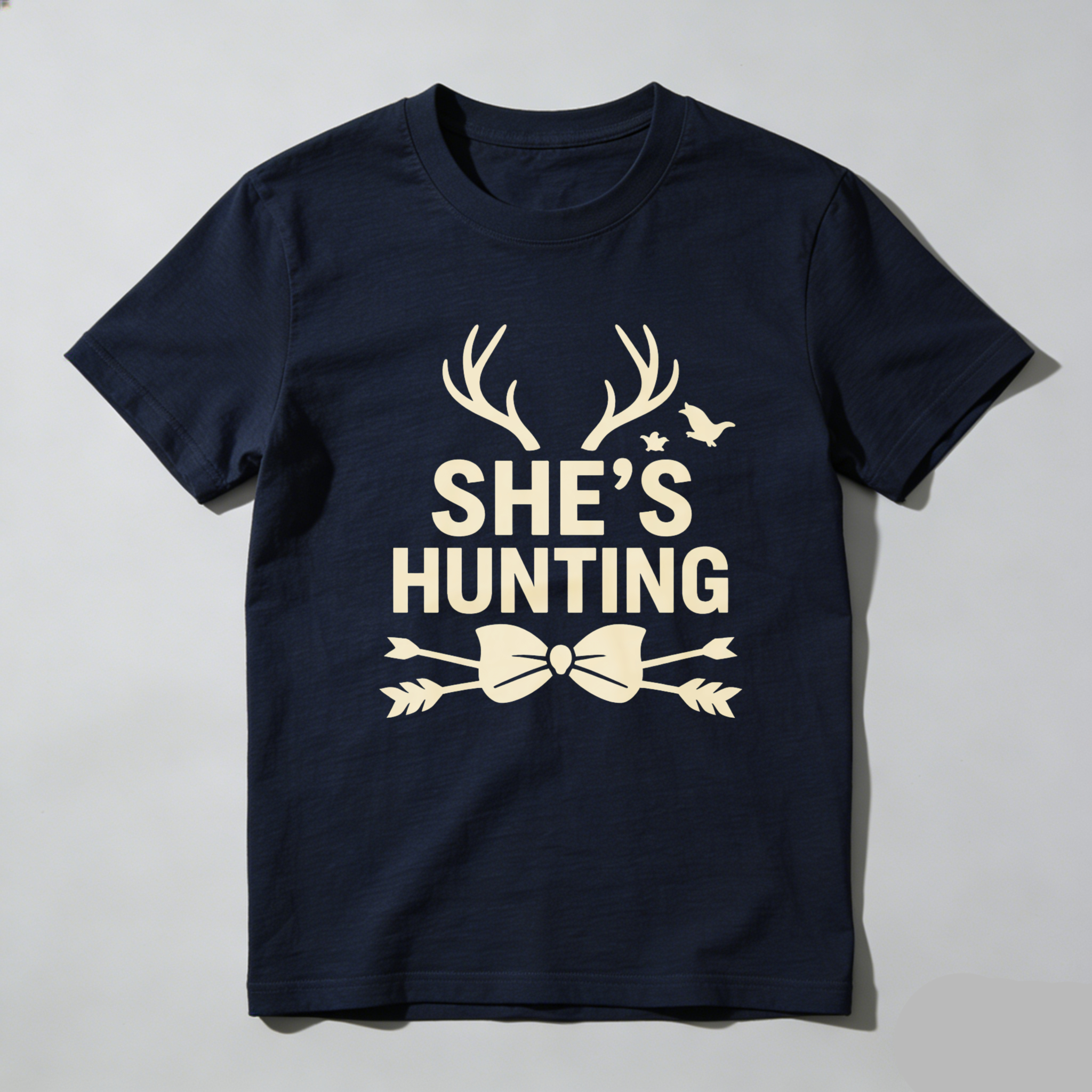 TEECURENT She's Hunting Deer Antlers Bow And Arrow Women's T-Shirt Outdoor Adventure Gift For Hunters-TeeCurent