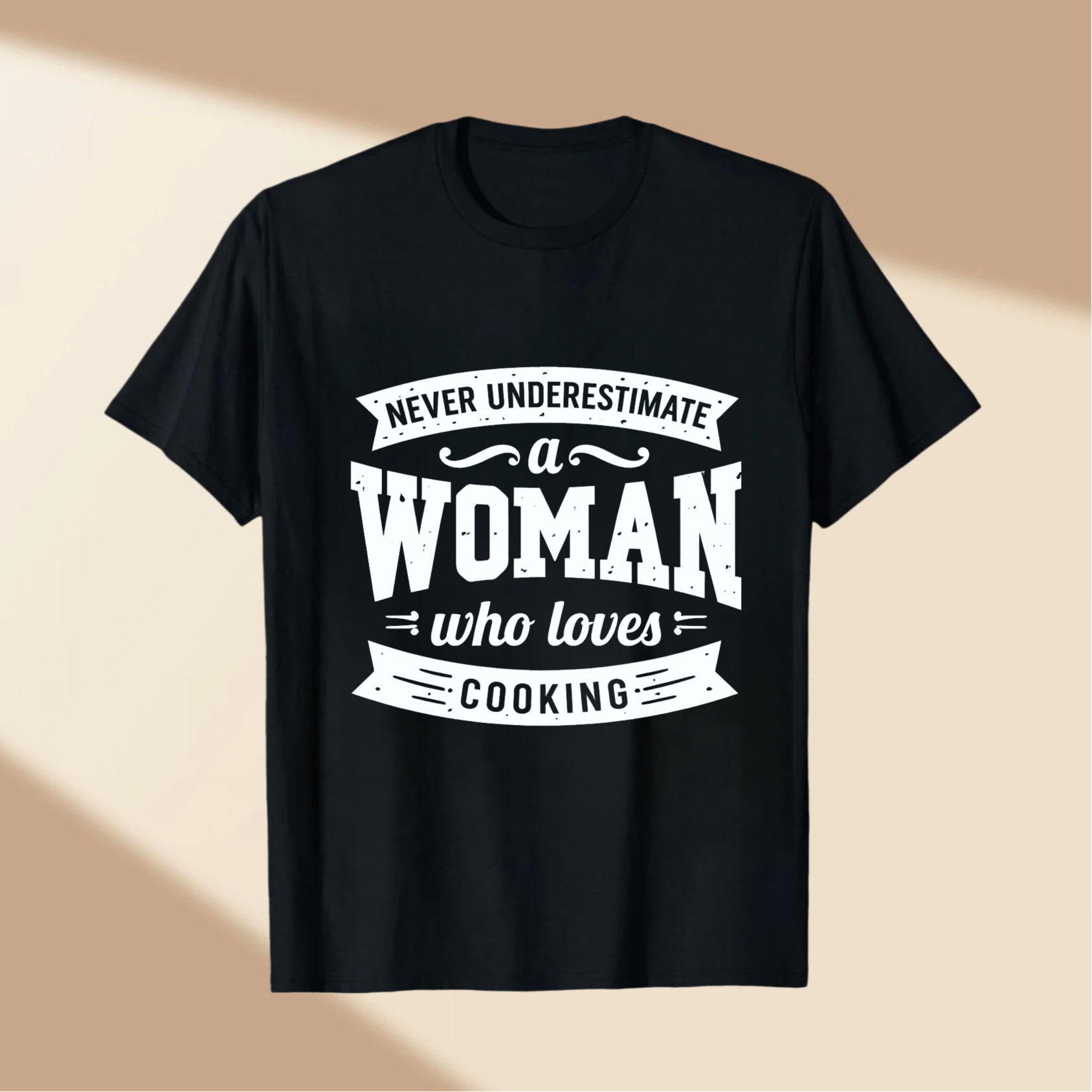 TEECURENT Never Underestimate A Woman Who Loves Cooking T Shirt For Women Chef Gift Cooking Lover Apparel Black Tee WOMEN