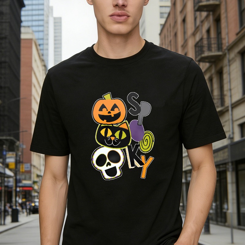 Spooky Halloween Pumpkin Cat Skull Candy Unisex Classic T-shirt