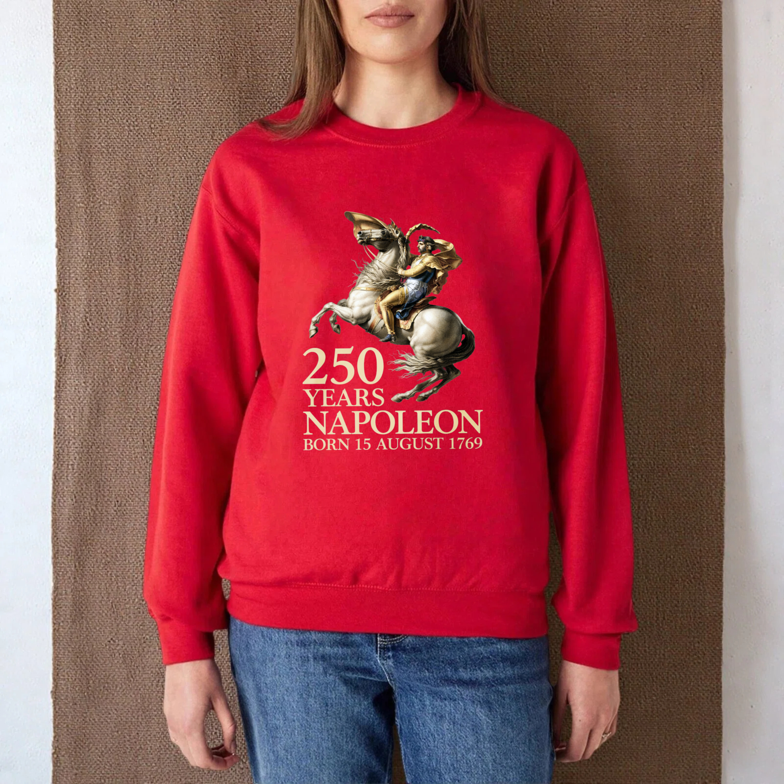 250 Years Napoleon Born 15 August 1769 Historical Figure Commemorative Sweatshirt Black Unisex Crewneck Pullover Long Sleeve Top