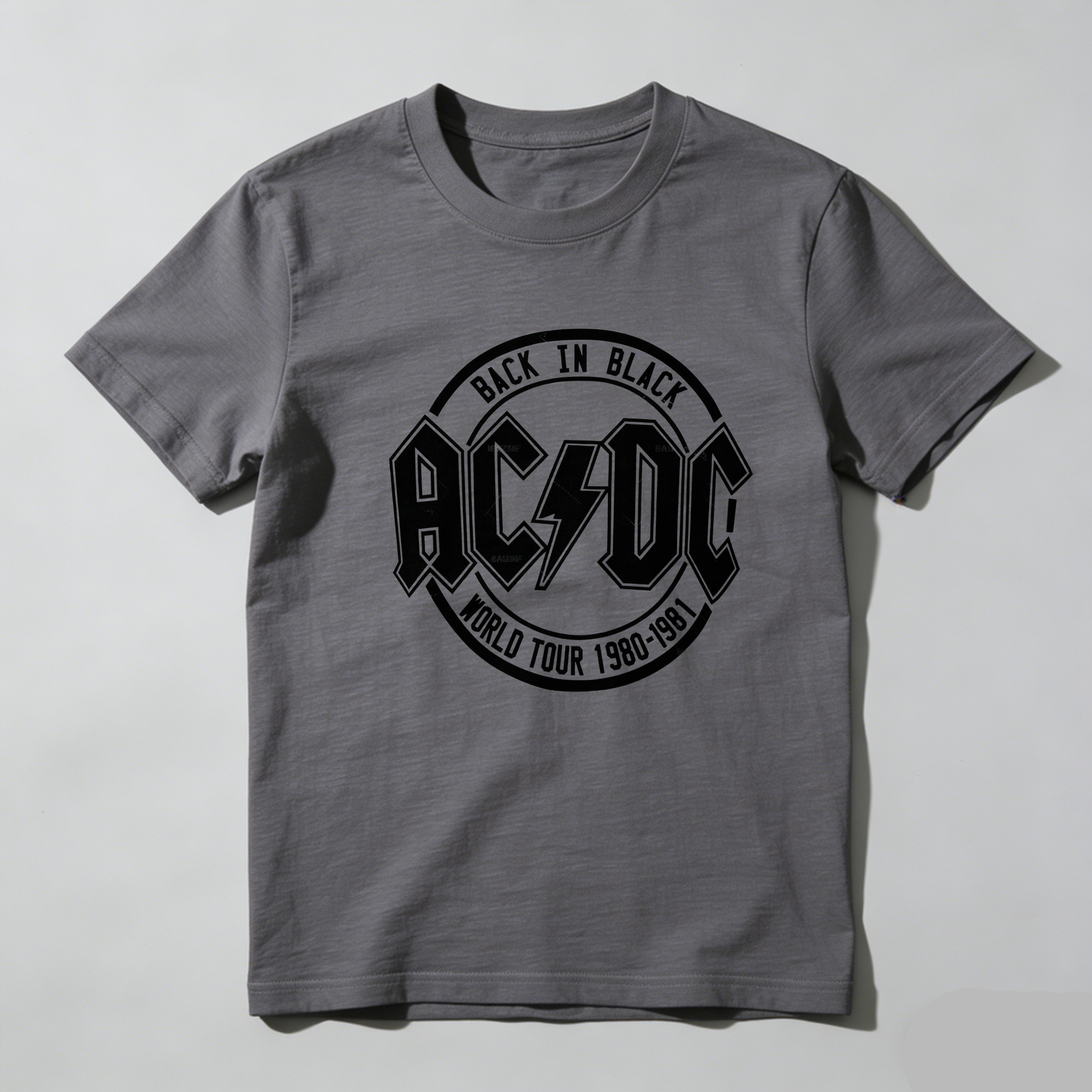 TEECURENT Back In Black Ac Dc World Tour 1980 1981 Pure Cotton Short Sleeve T Shirt-TeeCurent
