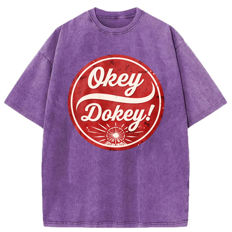 Okey Dokey Red Circle Logo Print tshirt 100% cotton