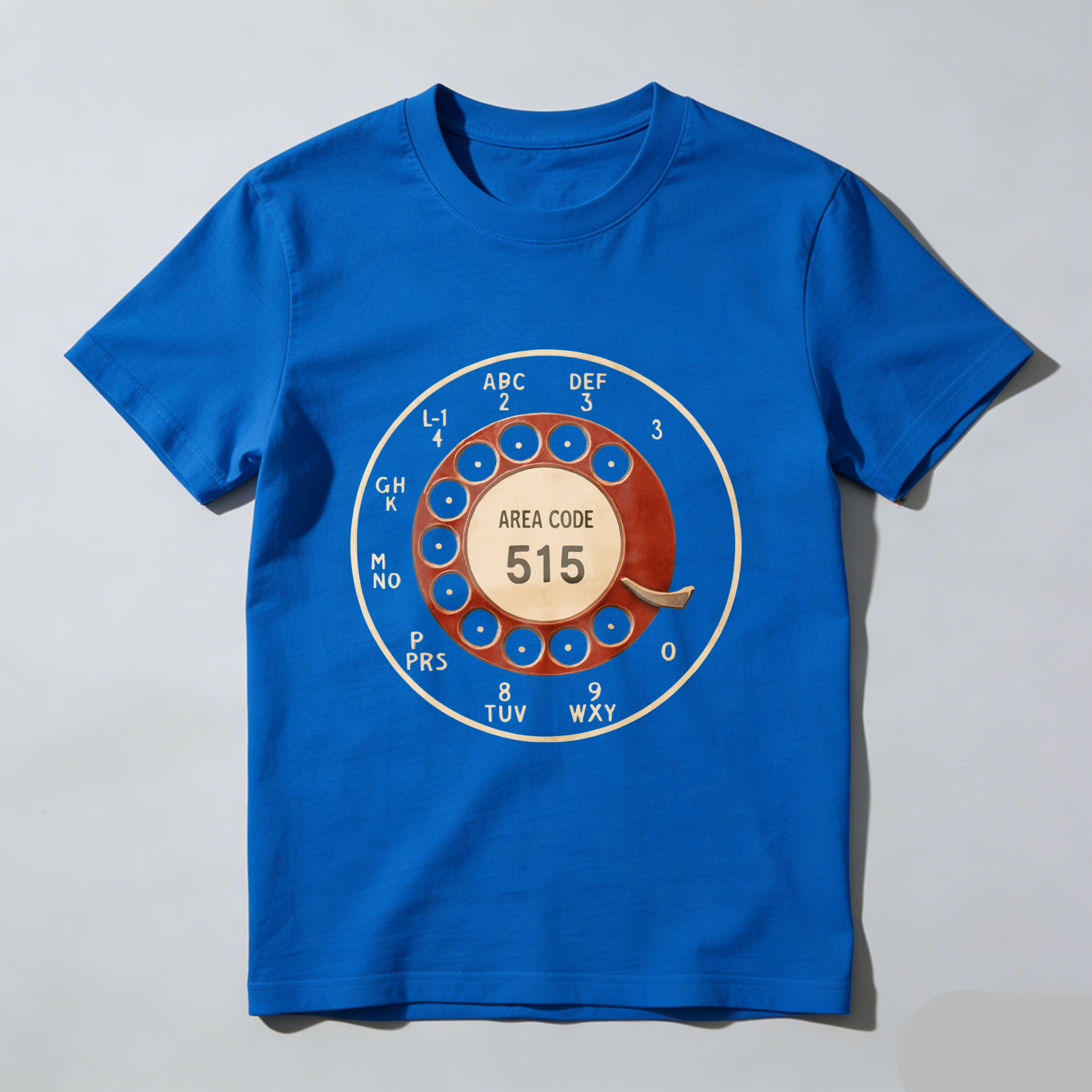 Area Code 515 Rotary Dial Phone T-Shirt Made In Usa