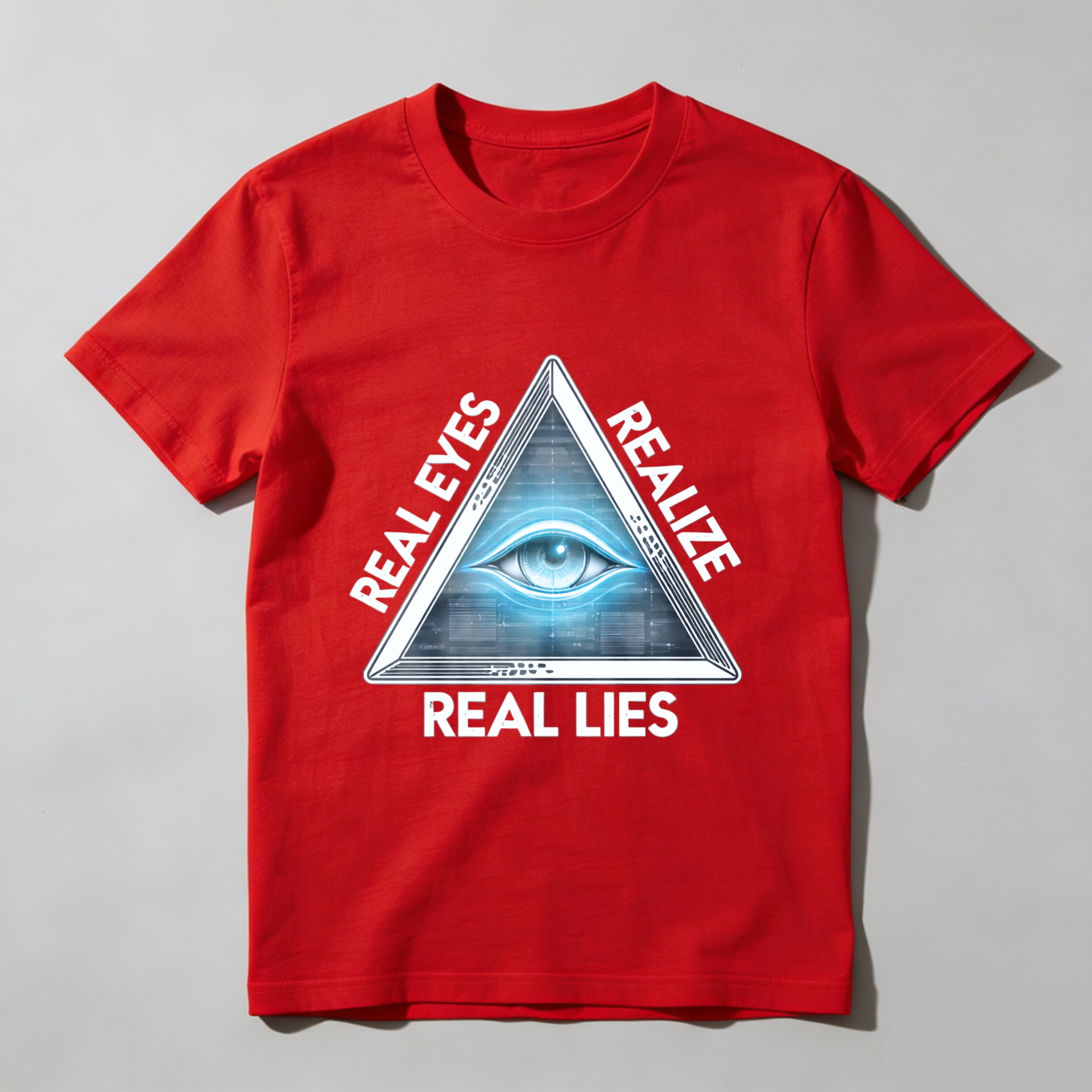 TEECURENT  Real Eyes Realize Real Lies Pyramid Eye Design TEECURENT