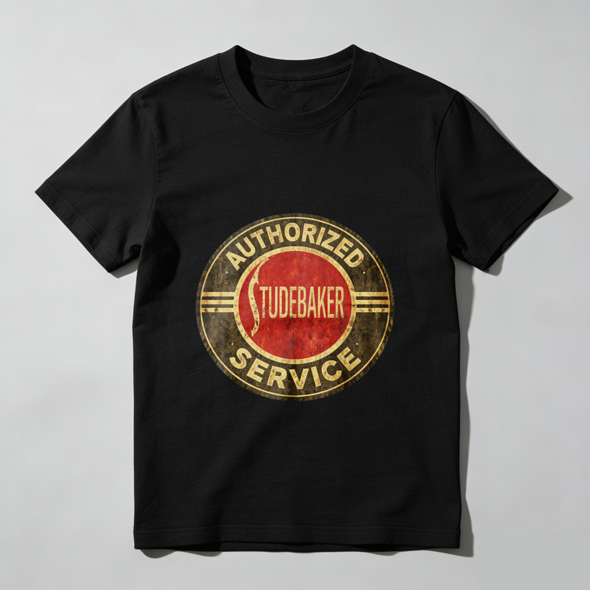 Authorized Studebaker Service Classic Logo T Shirt Vintage Automotive Design Black Cotton Men's Tee
